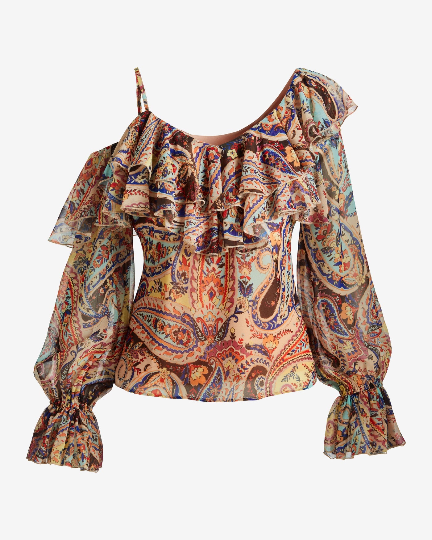 Printed Layered Ruffle Chic Blouse Uptown Paisley