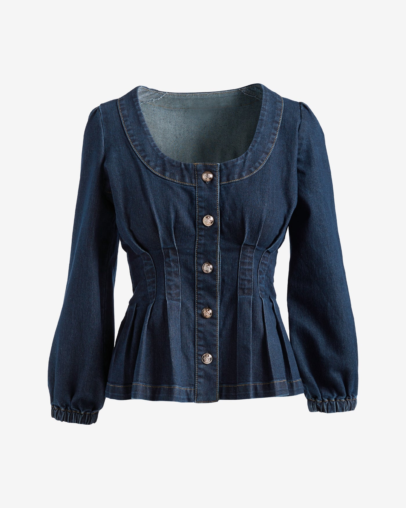Pleated Denim Blouse Rinse