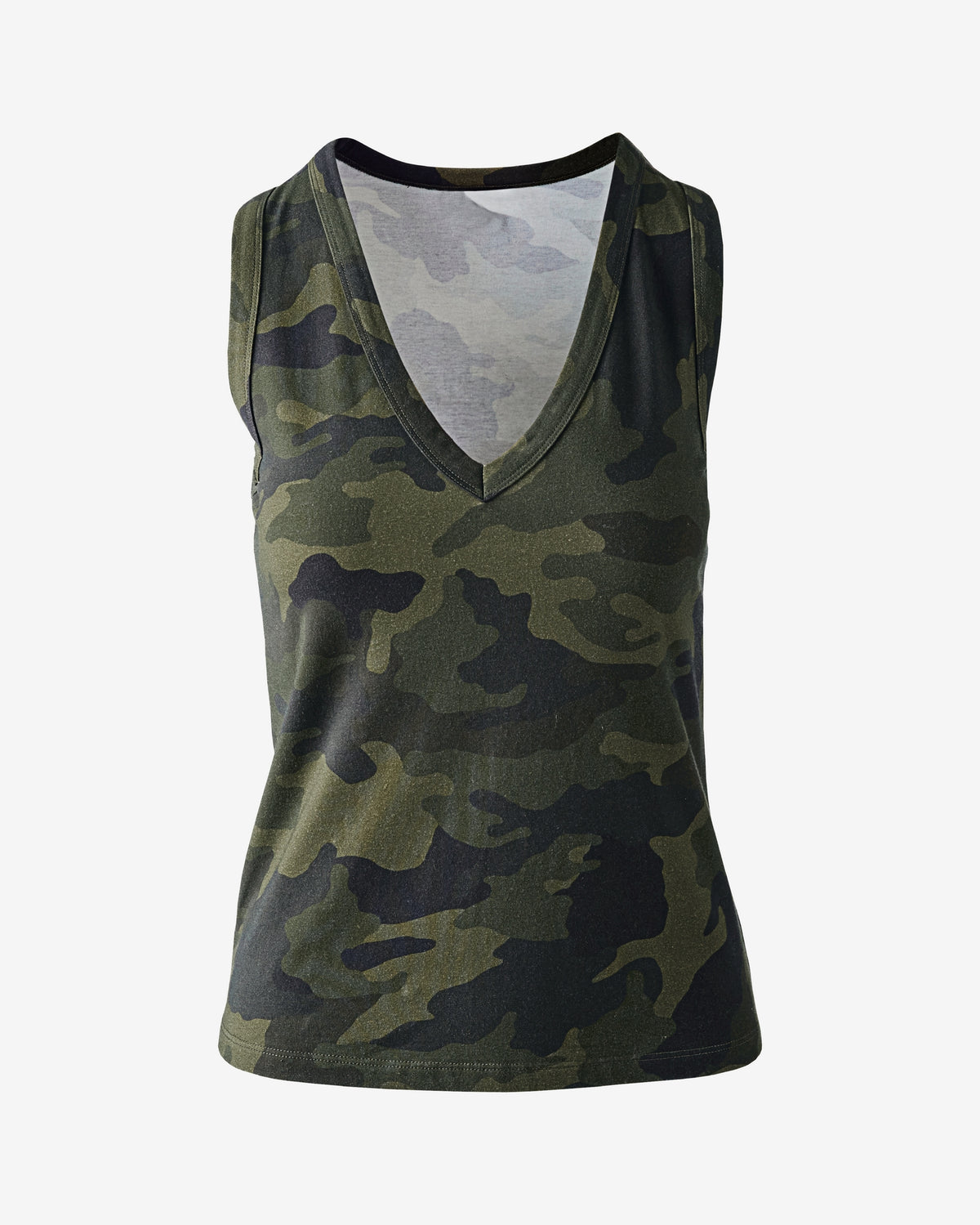 Printed V Neck Knit Tank Camo Pride