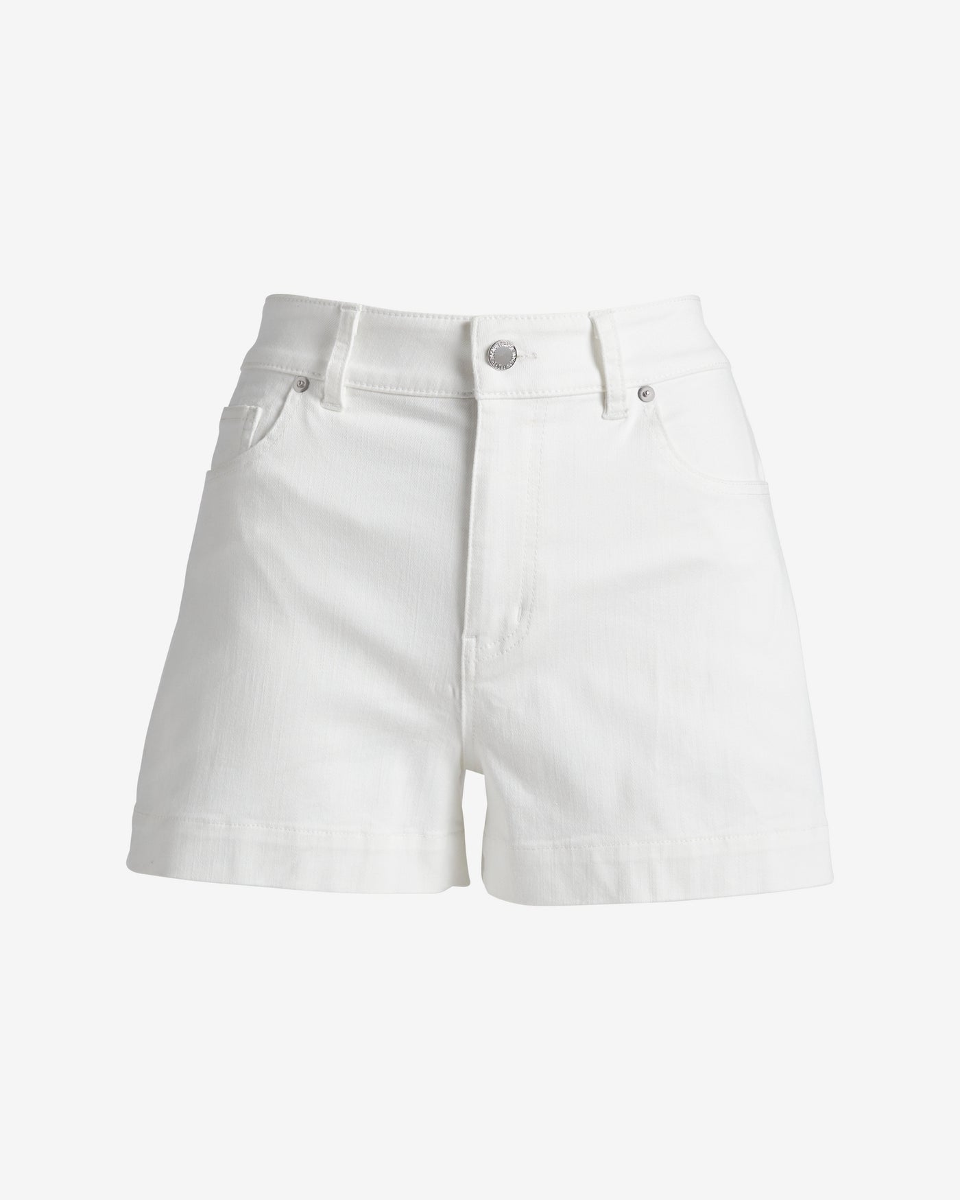 Wide Hem Detail Denim Short White