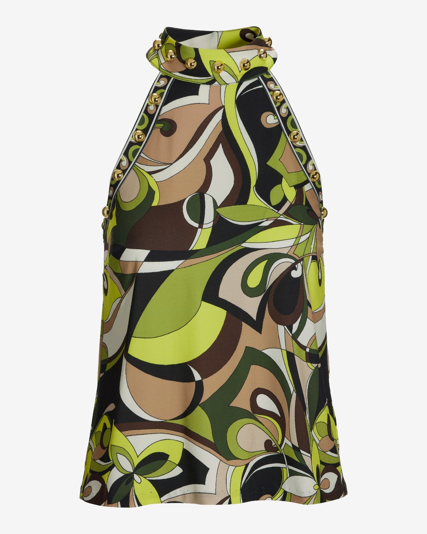 So Chic Embellished Border High Neck Top Chic Abstract