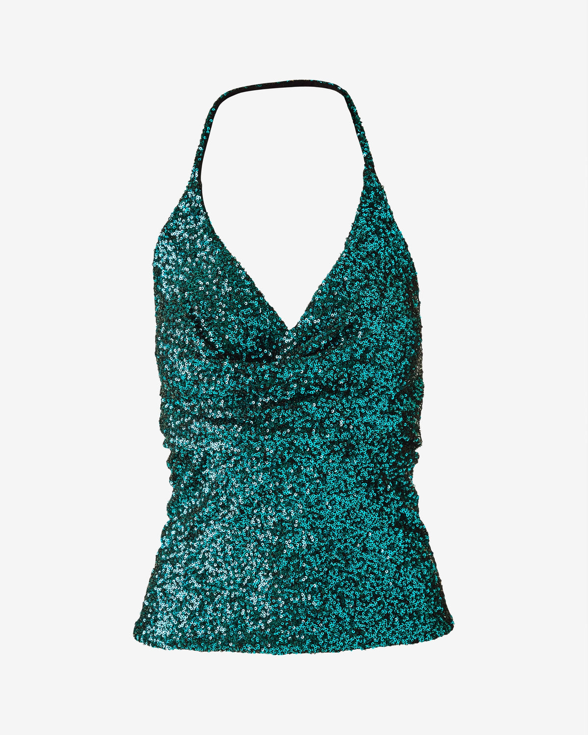 Draped Sequin Knit Top Everglade