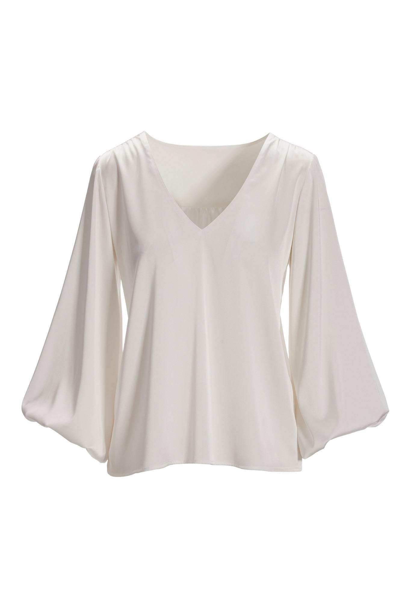 Scarlett V-Neck Charmeuse Blouse Off White