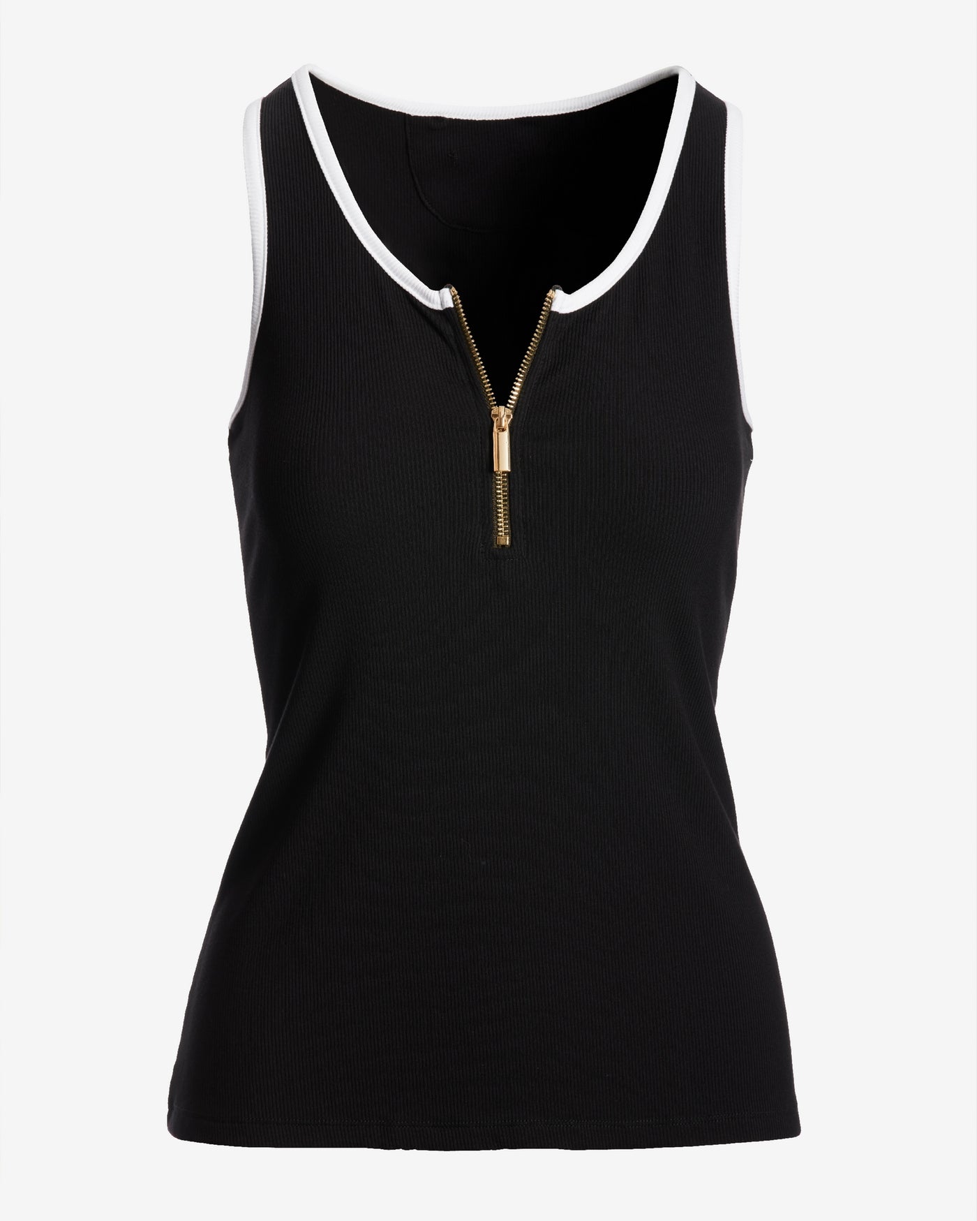 So Essential Contrast Zip Up Tank Proper Black