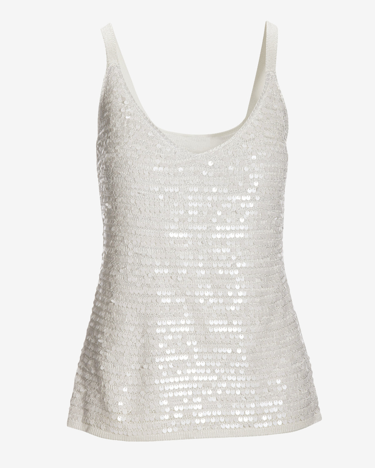 Sequin V-Neck Sweater Tank Off White