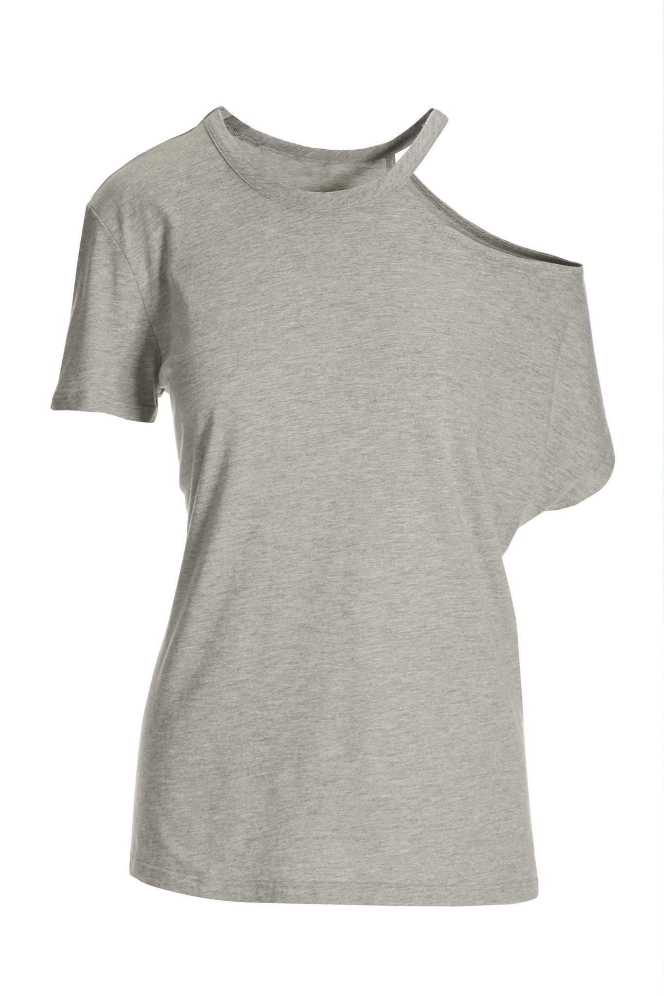 Cut Out One Shoulder Tee Heather Gray