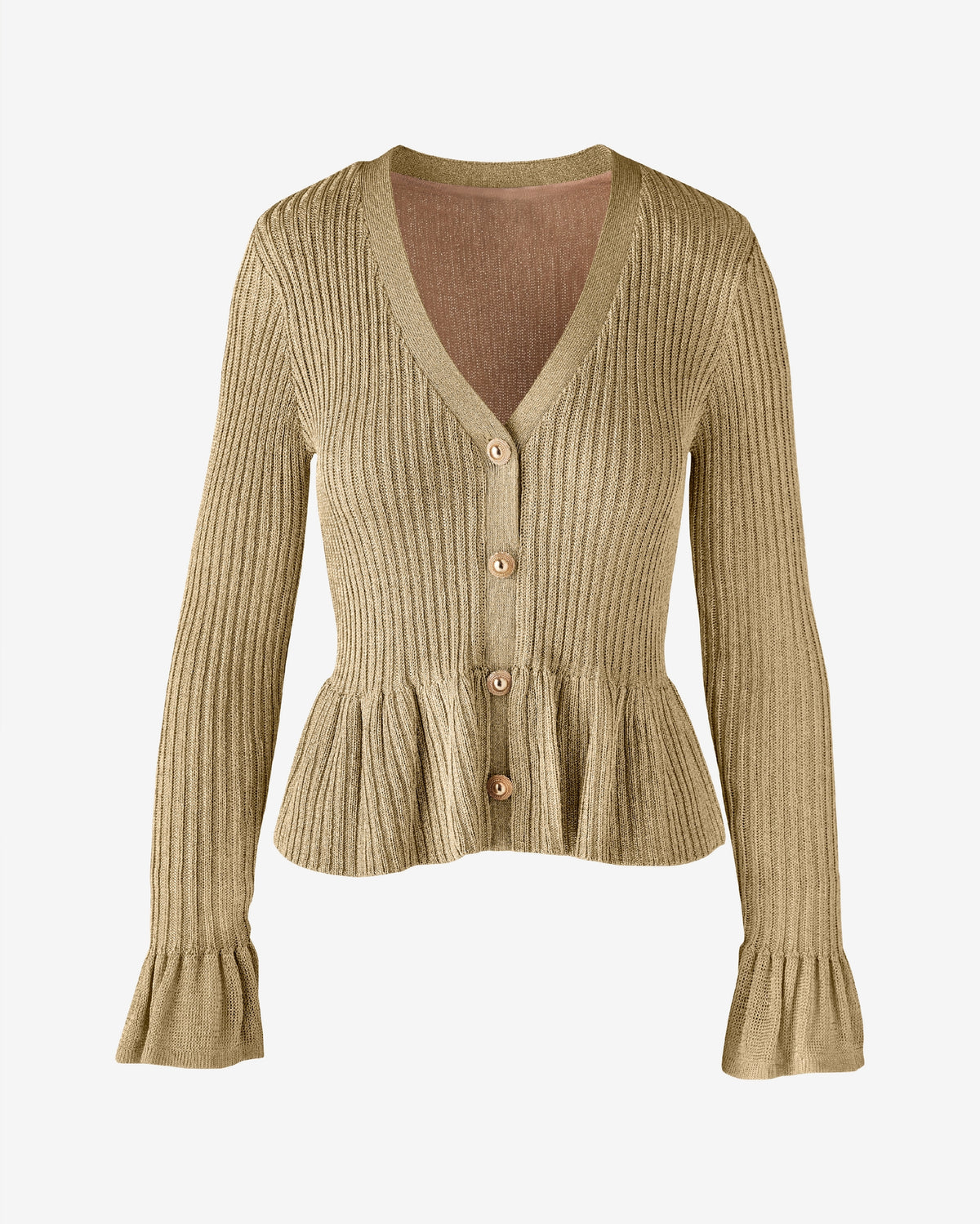 Metallic Peplum Sweater Metallic Gold