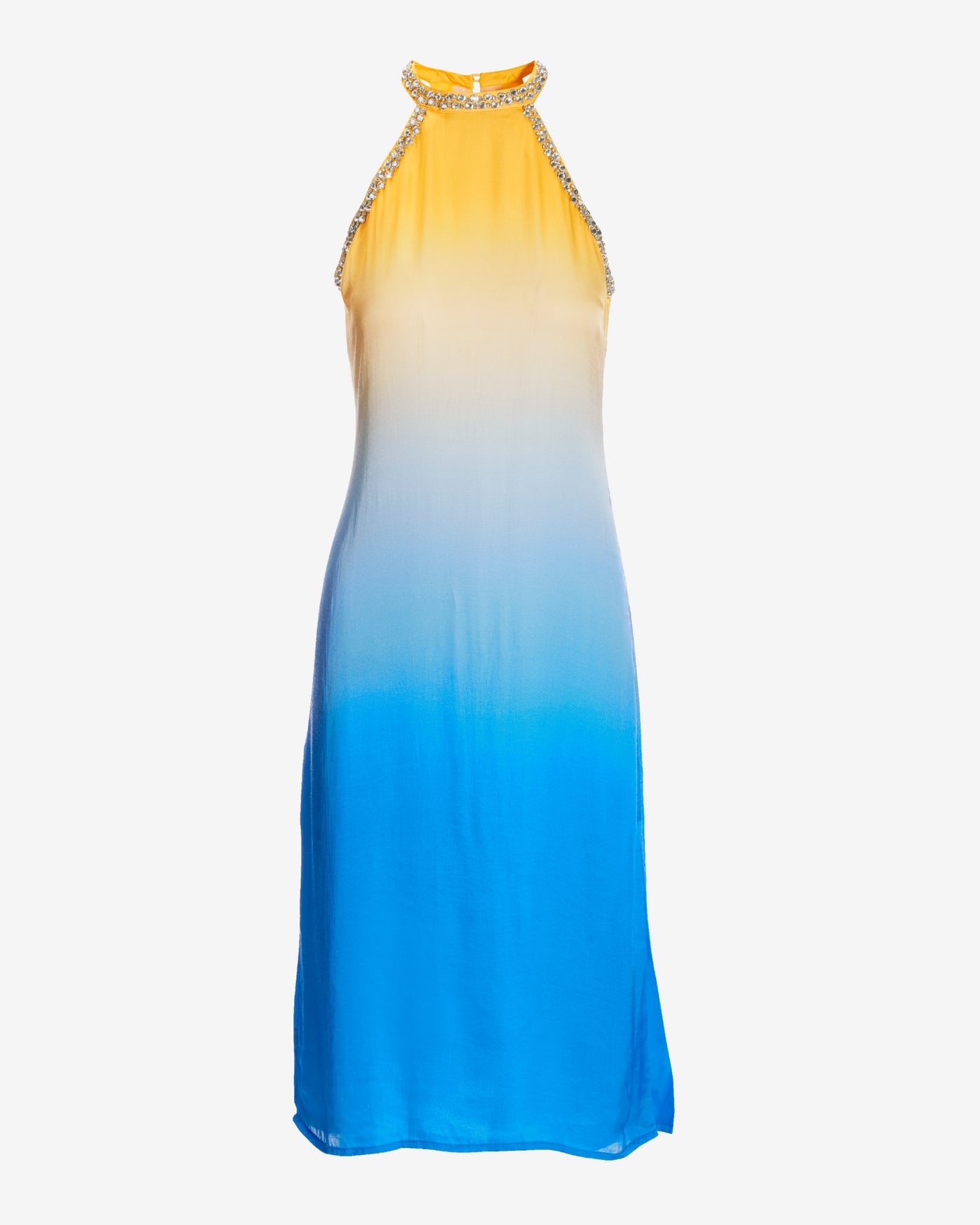 Amalfi Dye Crystal Embellished Halter Dress Blue/Yellow