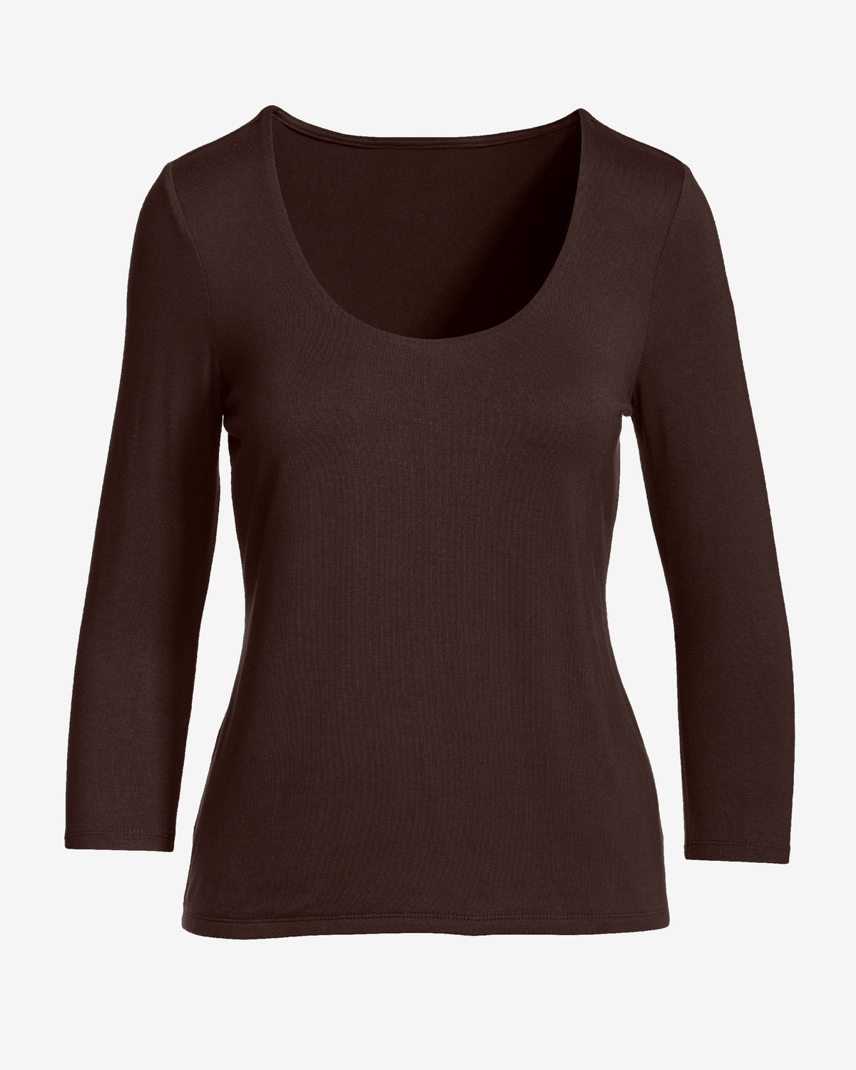So Effortless Three Quarter Sleeve Scoop Neck Top Safari Brown