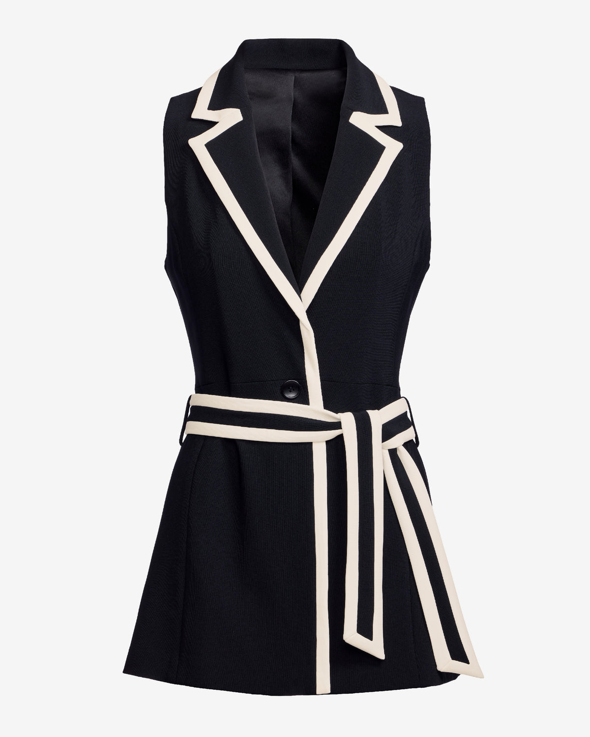 Beyond Travel Piped Vest Jet Black Ivory Coast