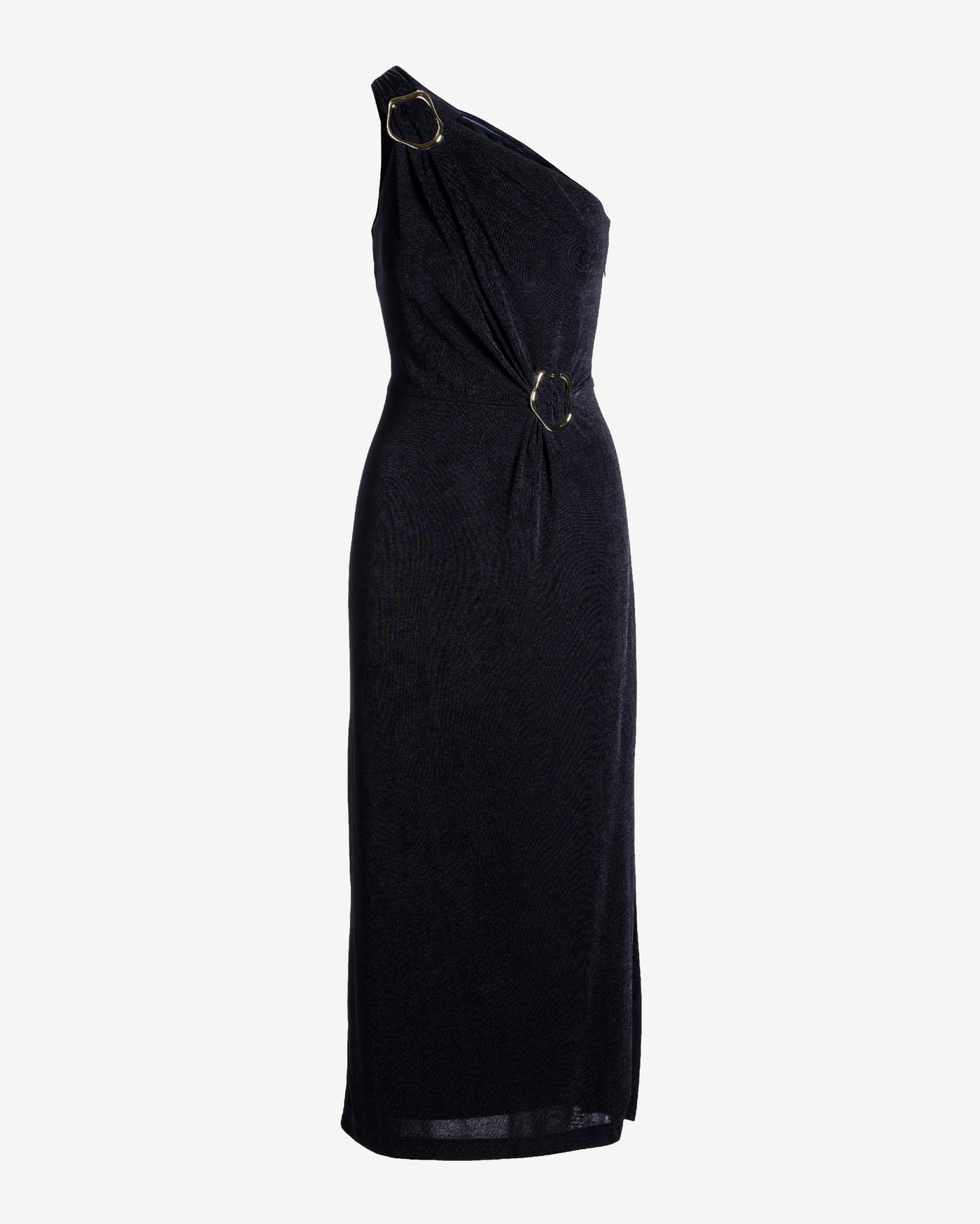 Hardware Detail One Shoulder Knit Dress Black