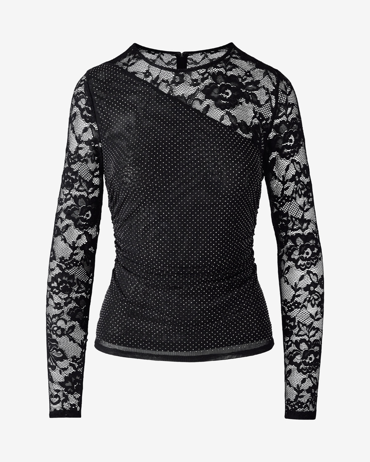 Heat Set Lace Long Sleeve Top Proper Black
