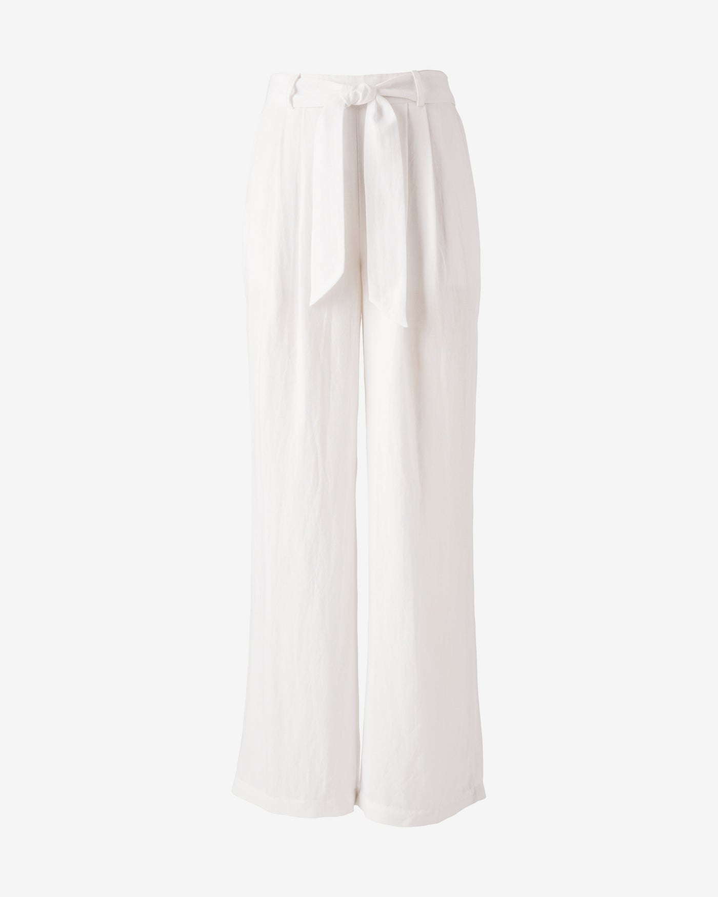 Tie Waist Wide Leg Linen Pant White