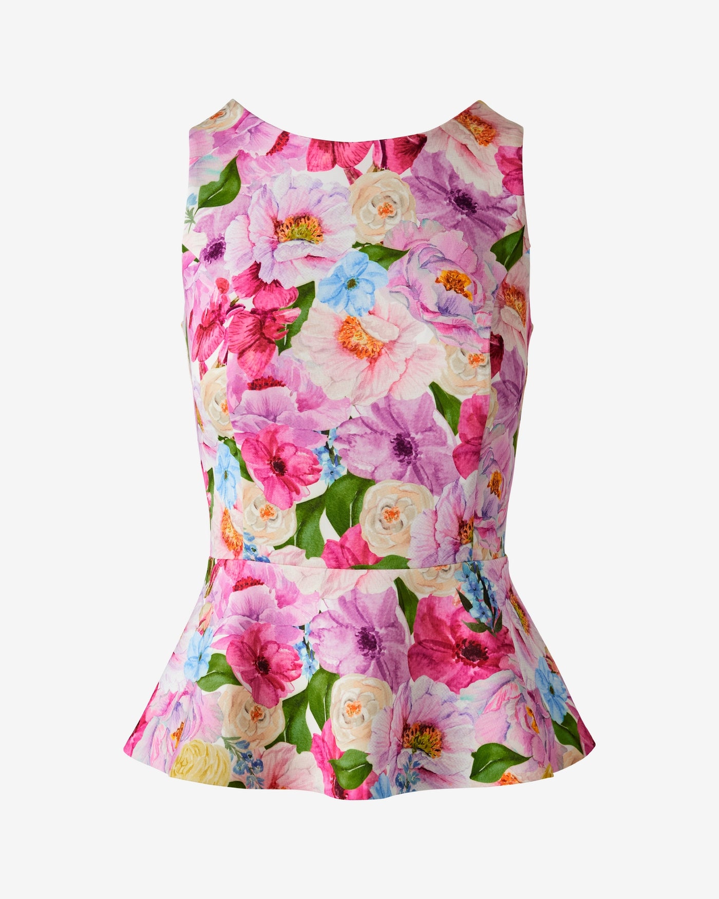Printed Scuba Peplum Top Spring Fling Floral