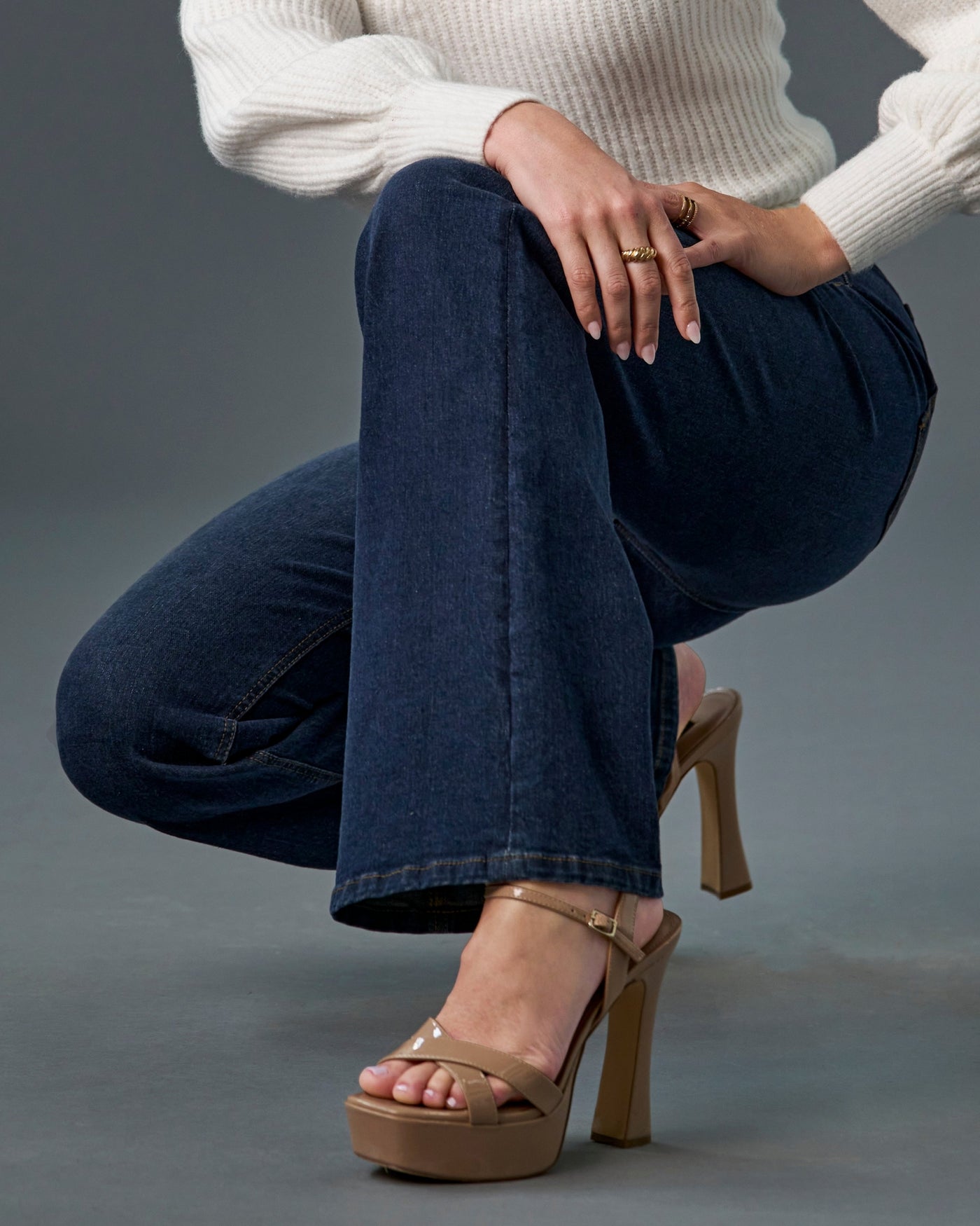 Platform Ankle Strap Heel Nude