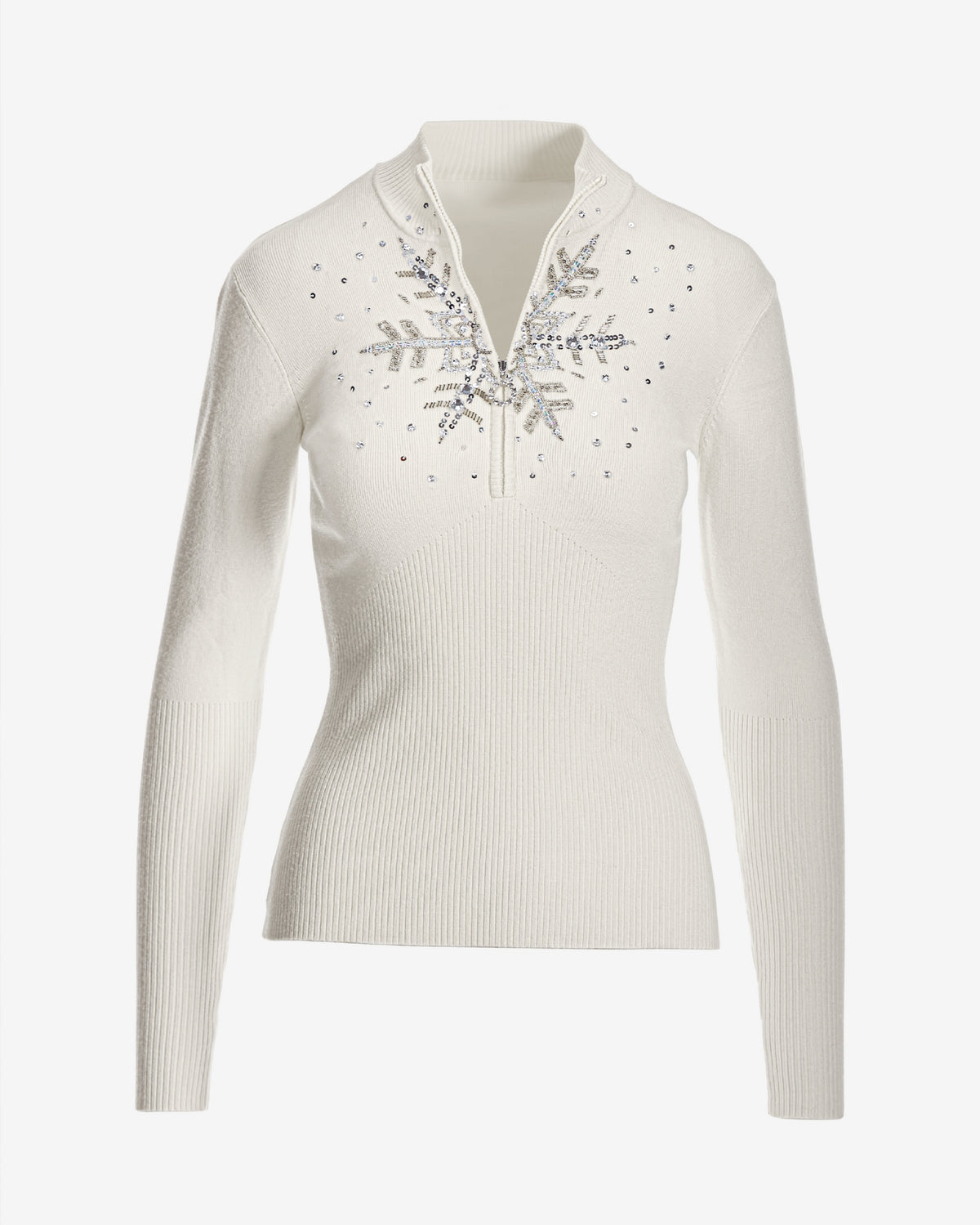 Snowflake Zip Sweater Off White/Silver