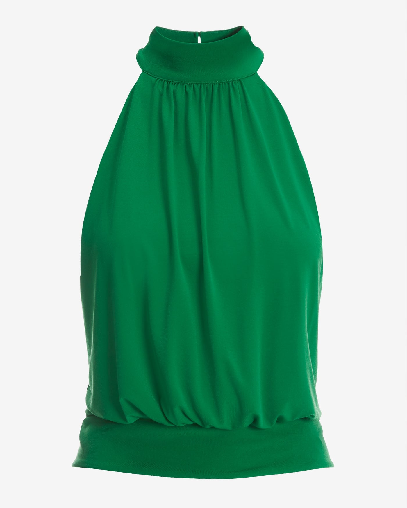 Halter Banded-Bottom Mock-Neck Knit Top Fern Green