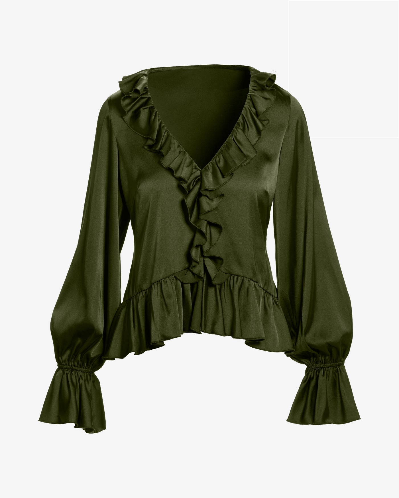 Paige Ruffle Charmeuse Blouse Olive Night