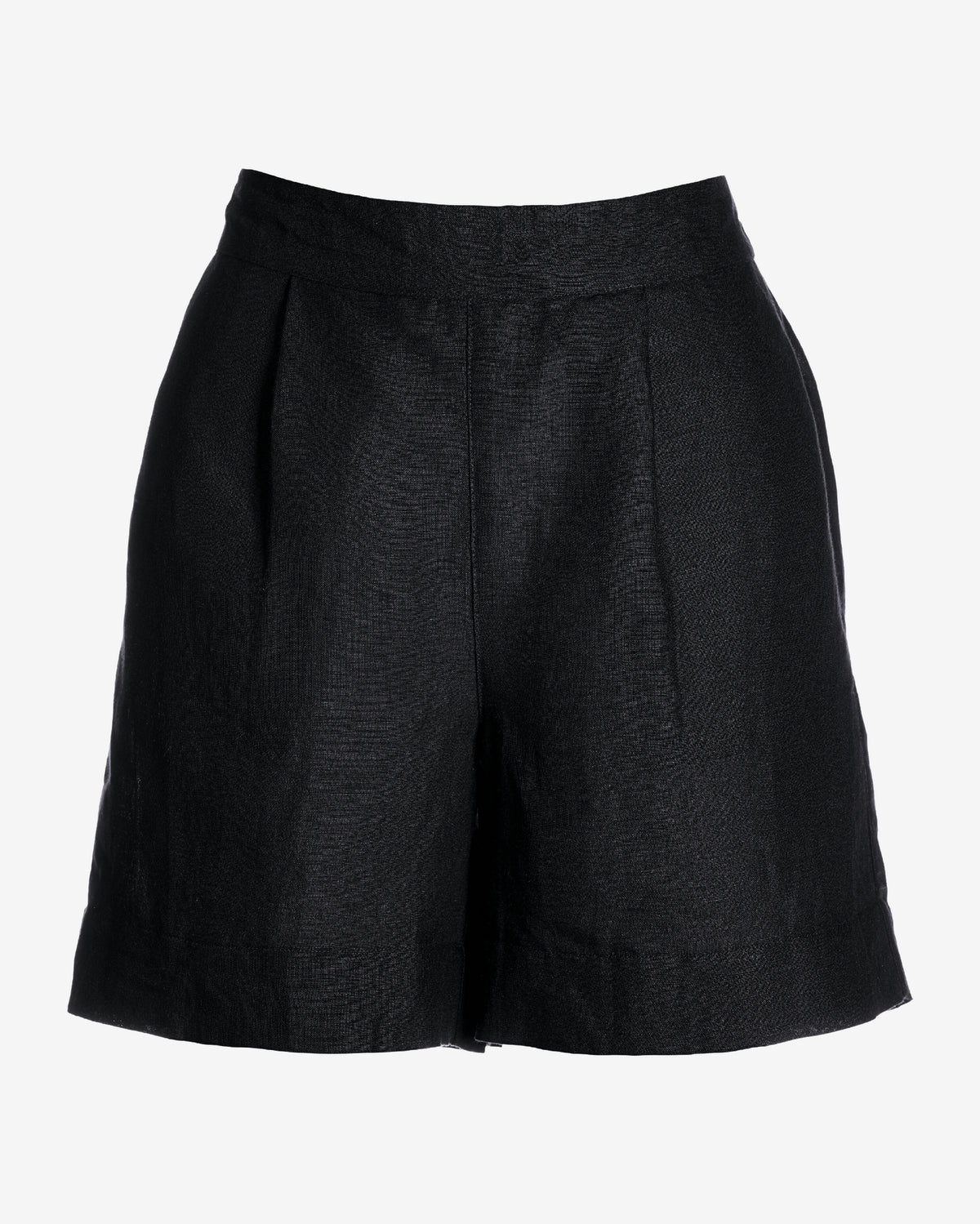 Effortless Pull-On Linen Short Black