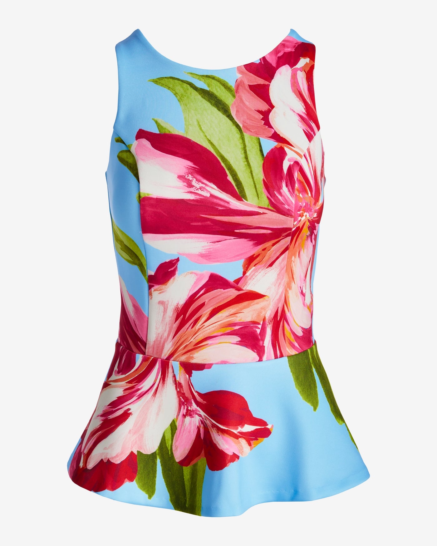 Printed Peplum Knit Top Islamorada Fleurs