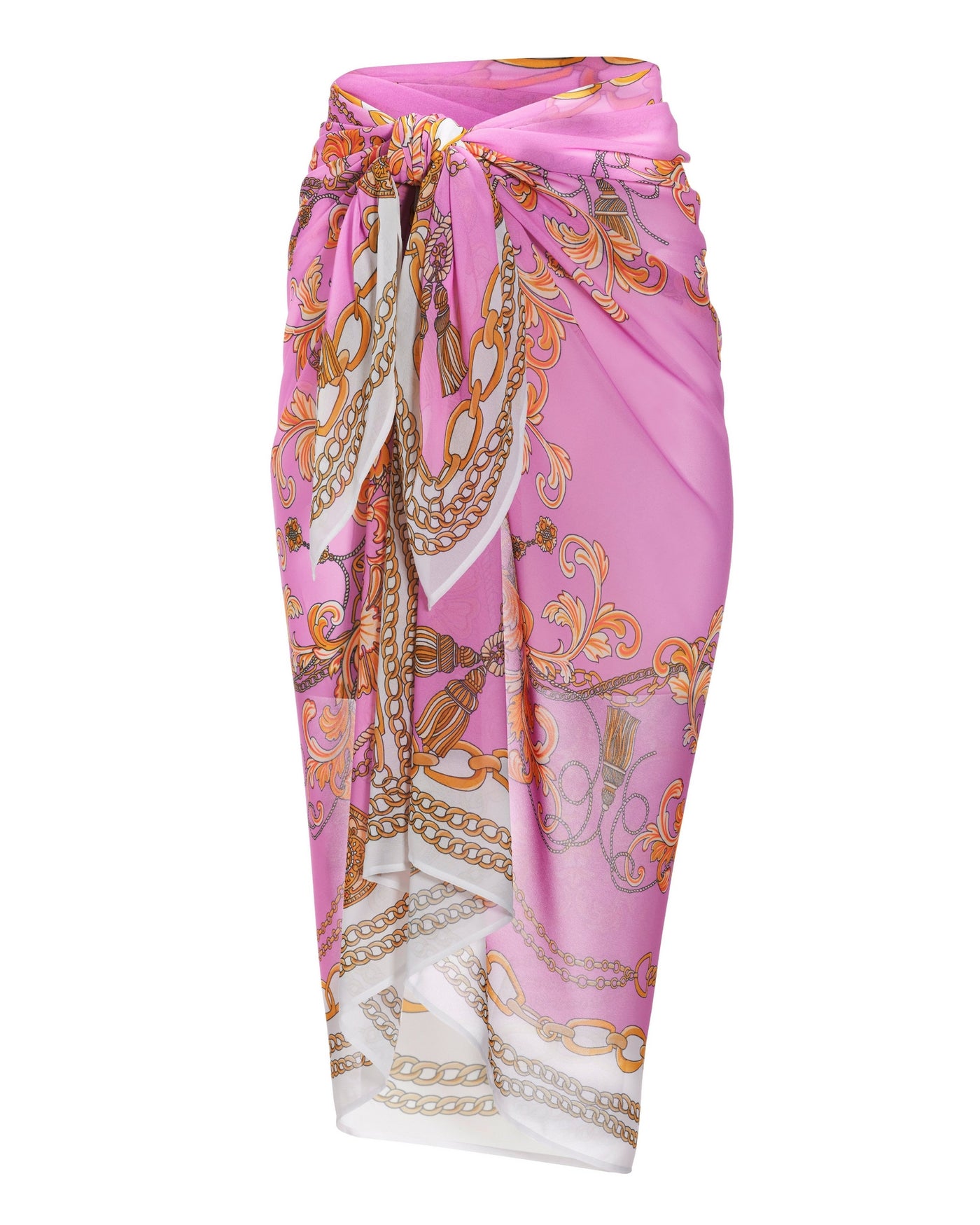 Filigree Status Print Pareo Cover Up Pink
