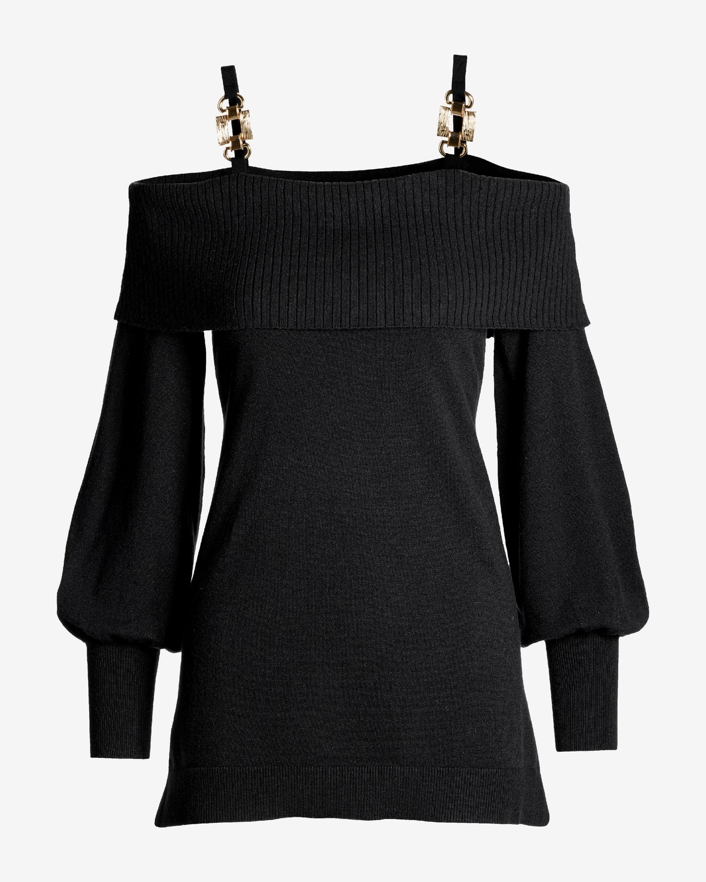 Hardware Strap Tunic Sweater Black