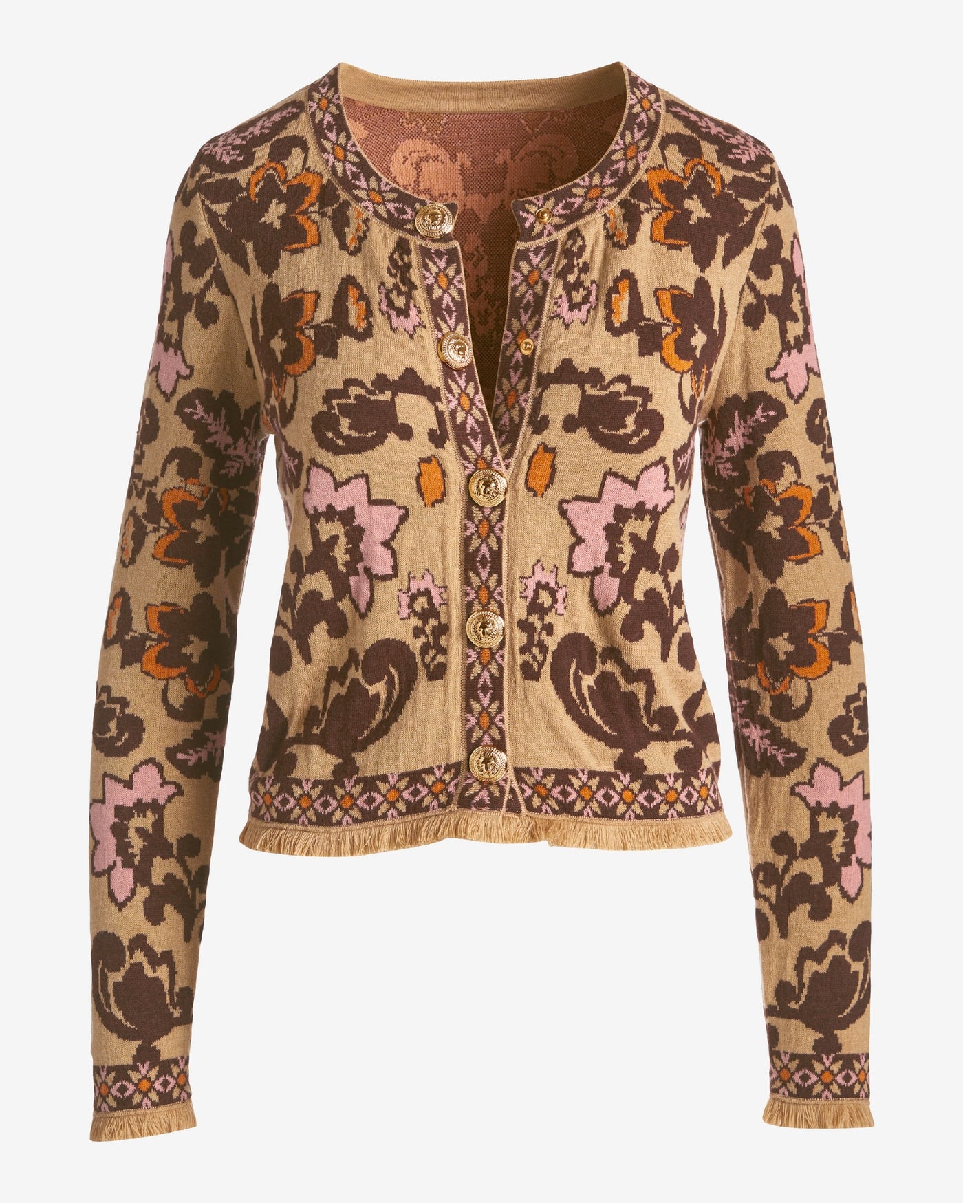 Intarsia Button Front Cardigan Caitlin Scrolls