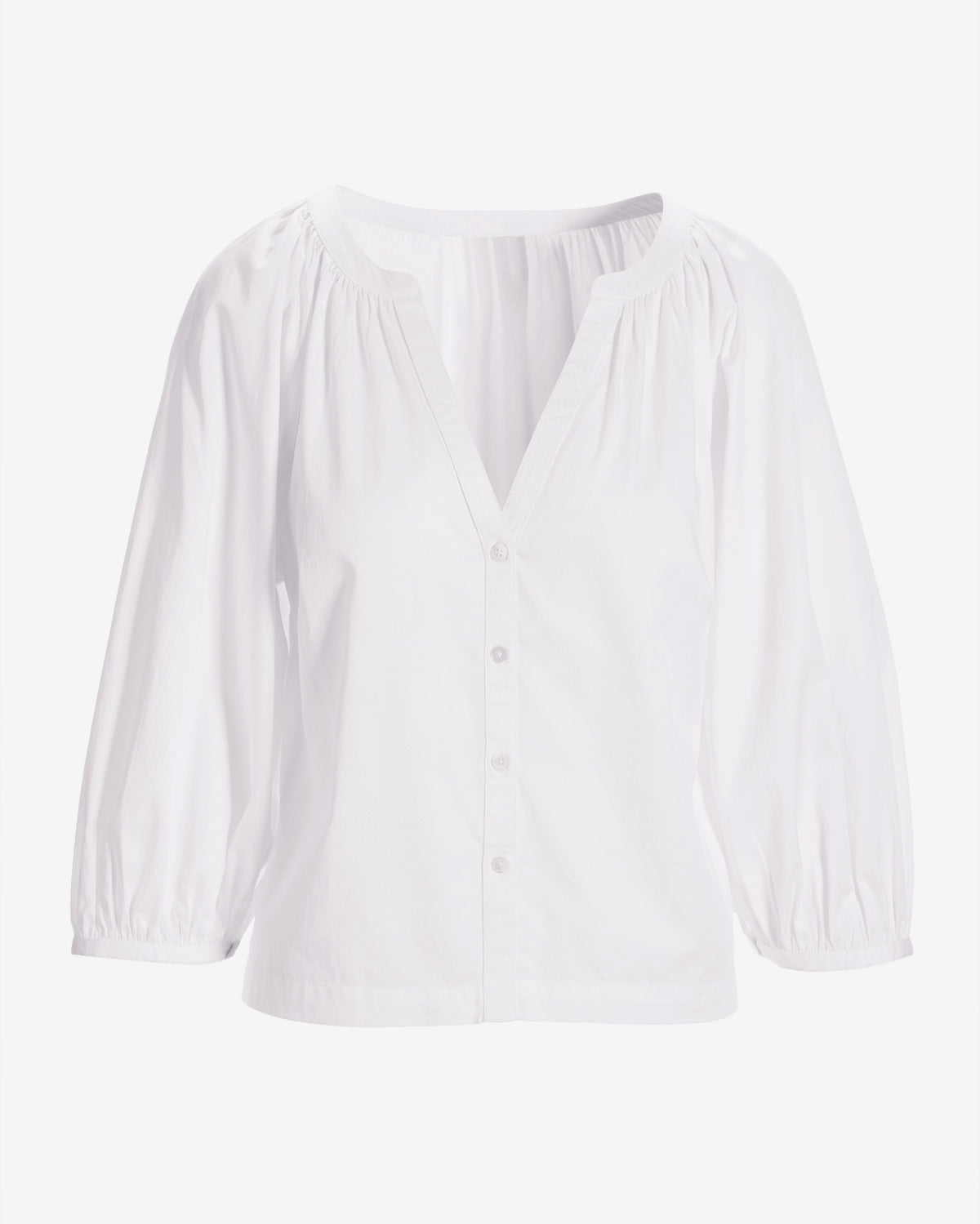 Brooke Notch Neck Poplin Shirt Pure White