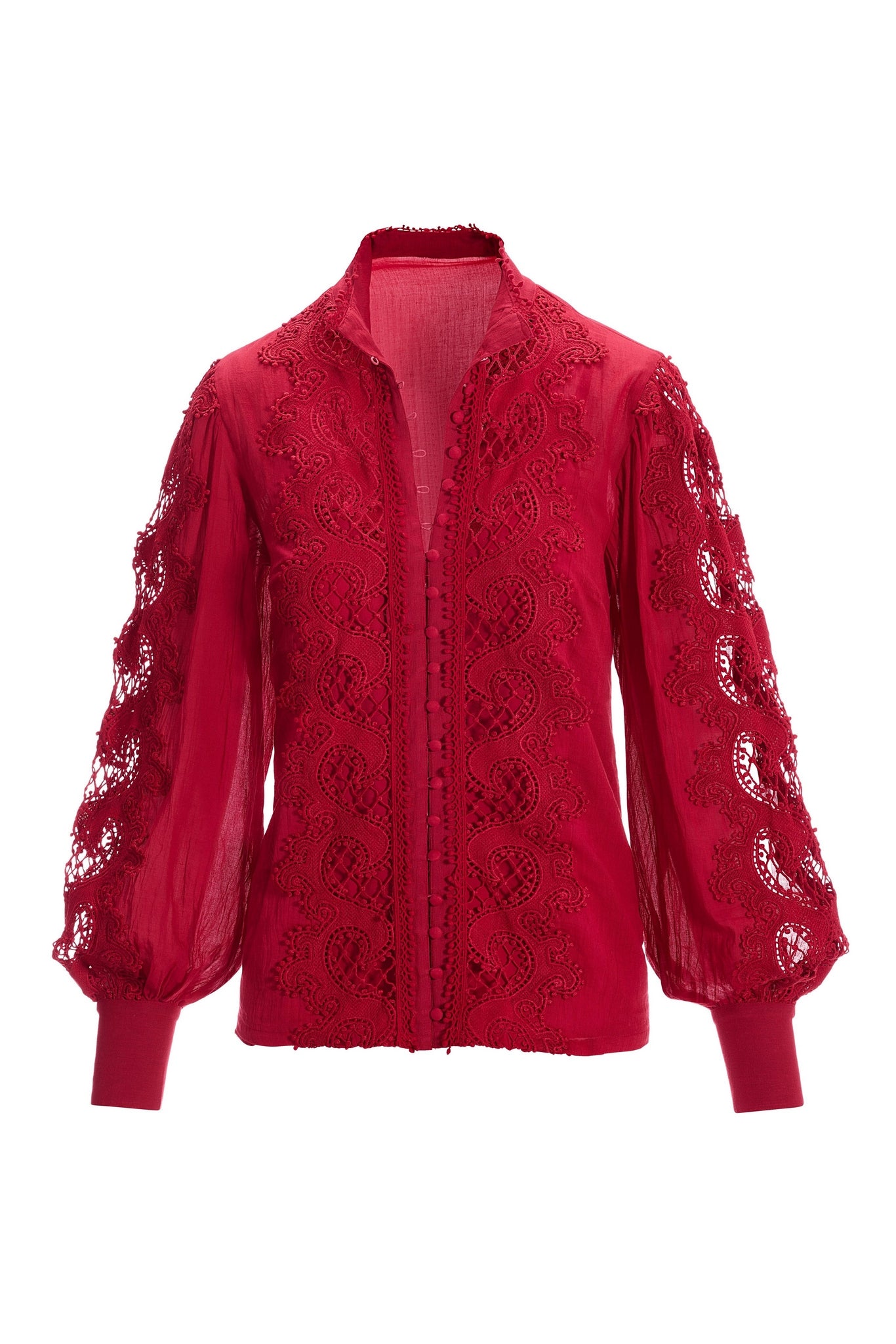 Lace Inset Drama Sleeve Shirt French Kiss