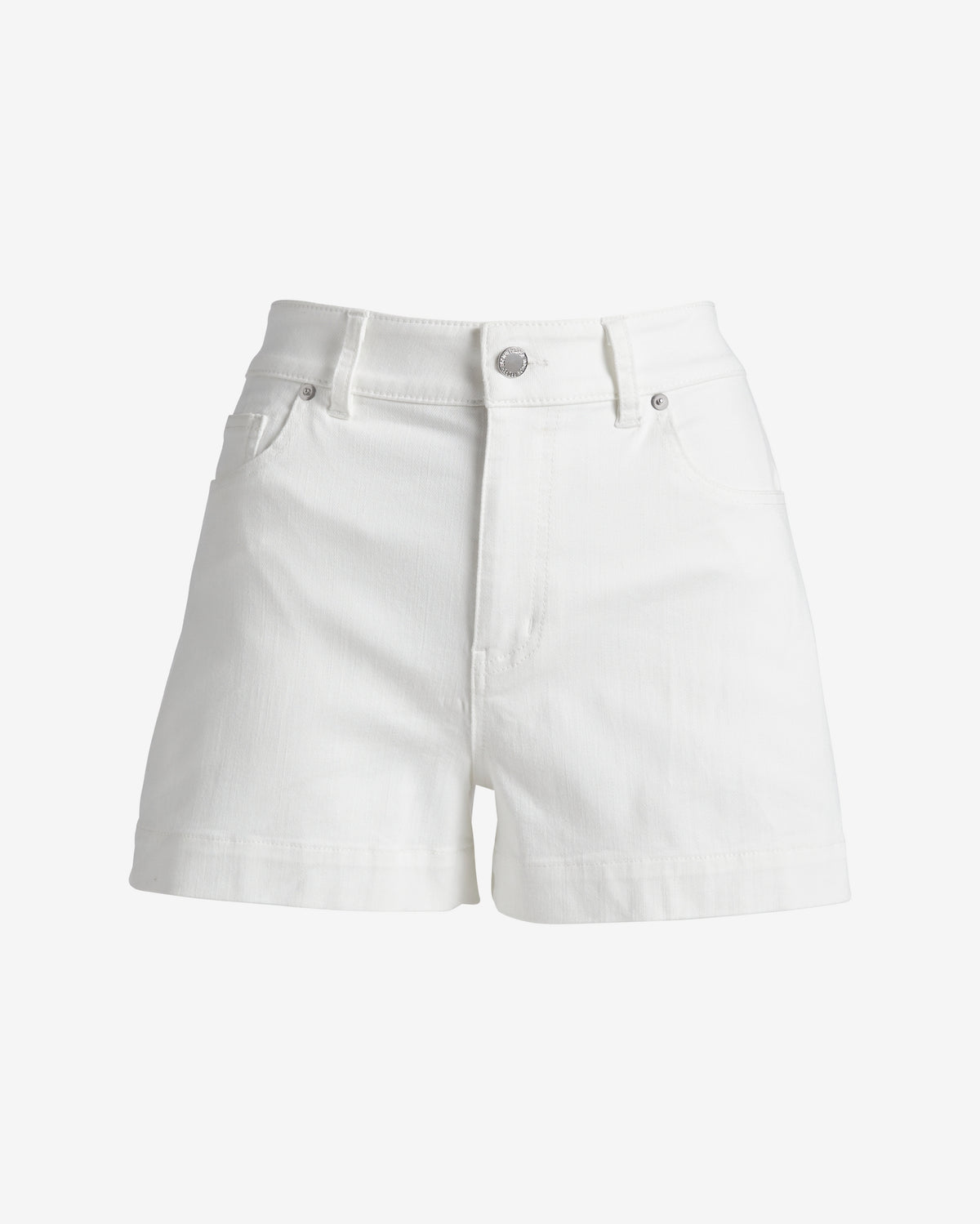 Wide Hem Detail Denim Short White