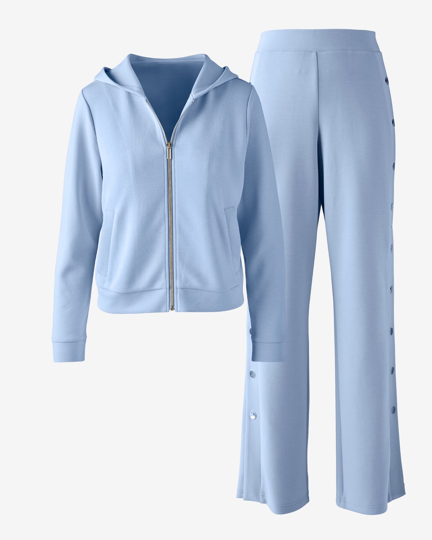 Luxe Lounge Zip Up and Pant with Snap Detail Set Blue Bell