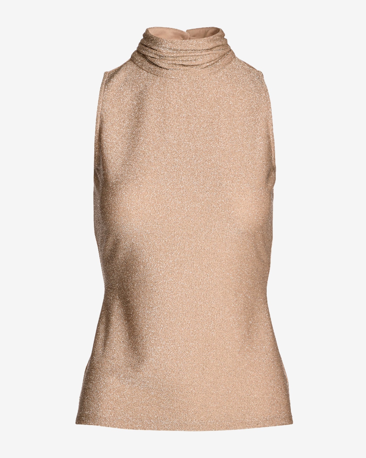 Shimmer Sleeveless Turtleneck Champagne