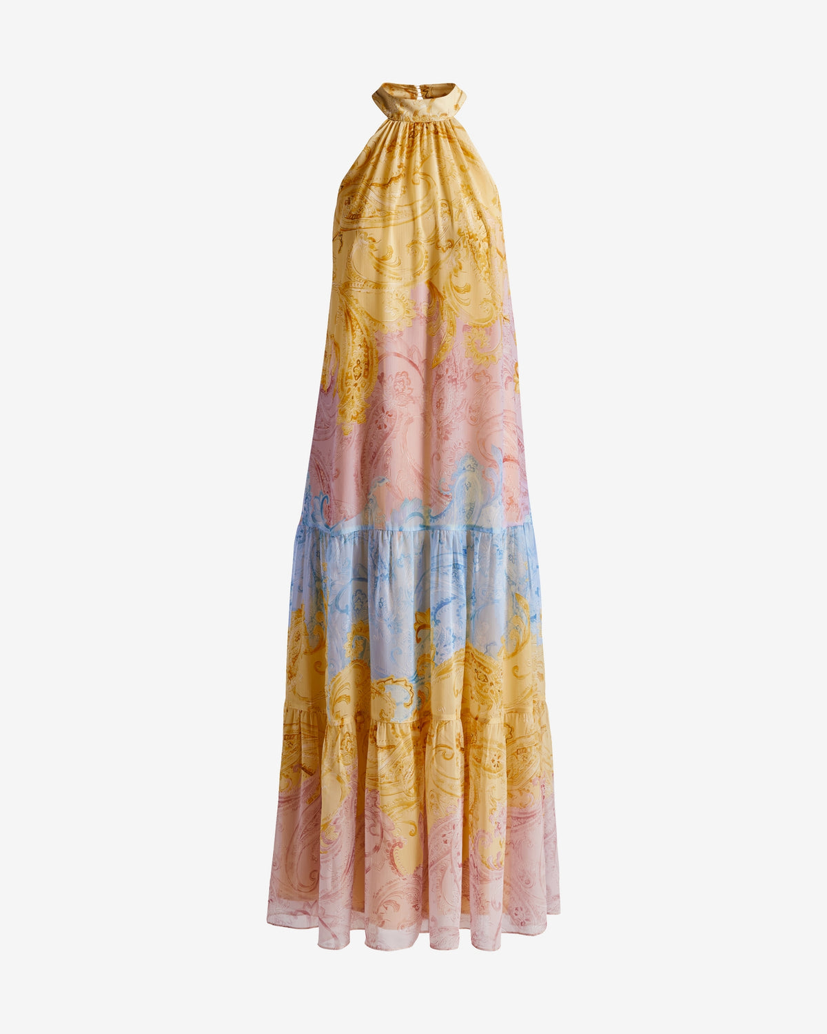 Printed Tiered Halter Maxi Dress Spring Paisley