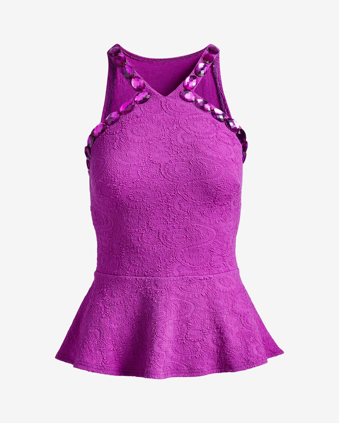 Textured Embellished Knit Top Purple Cactus Flower