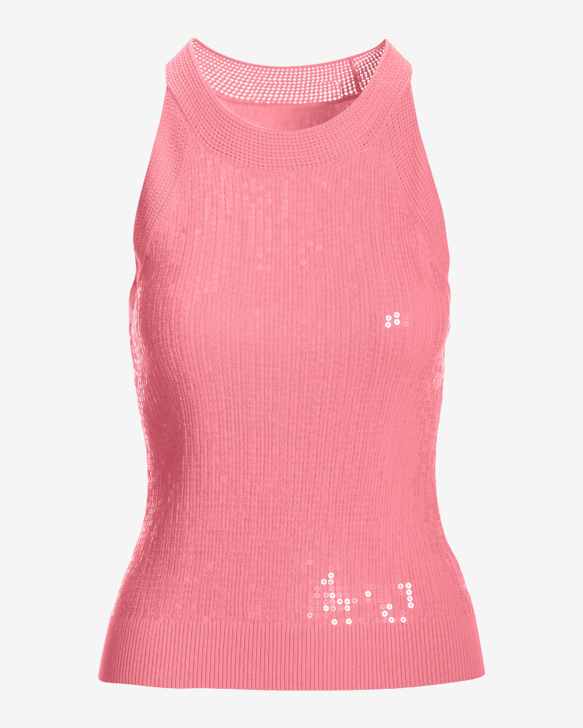 Sequin High Neck Sweater Tank Peony