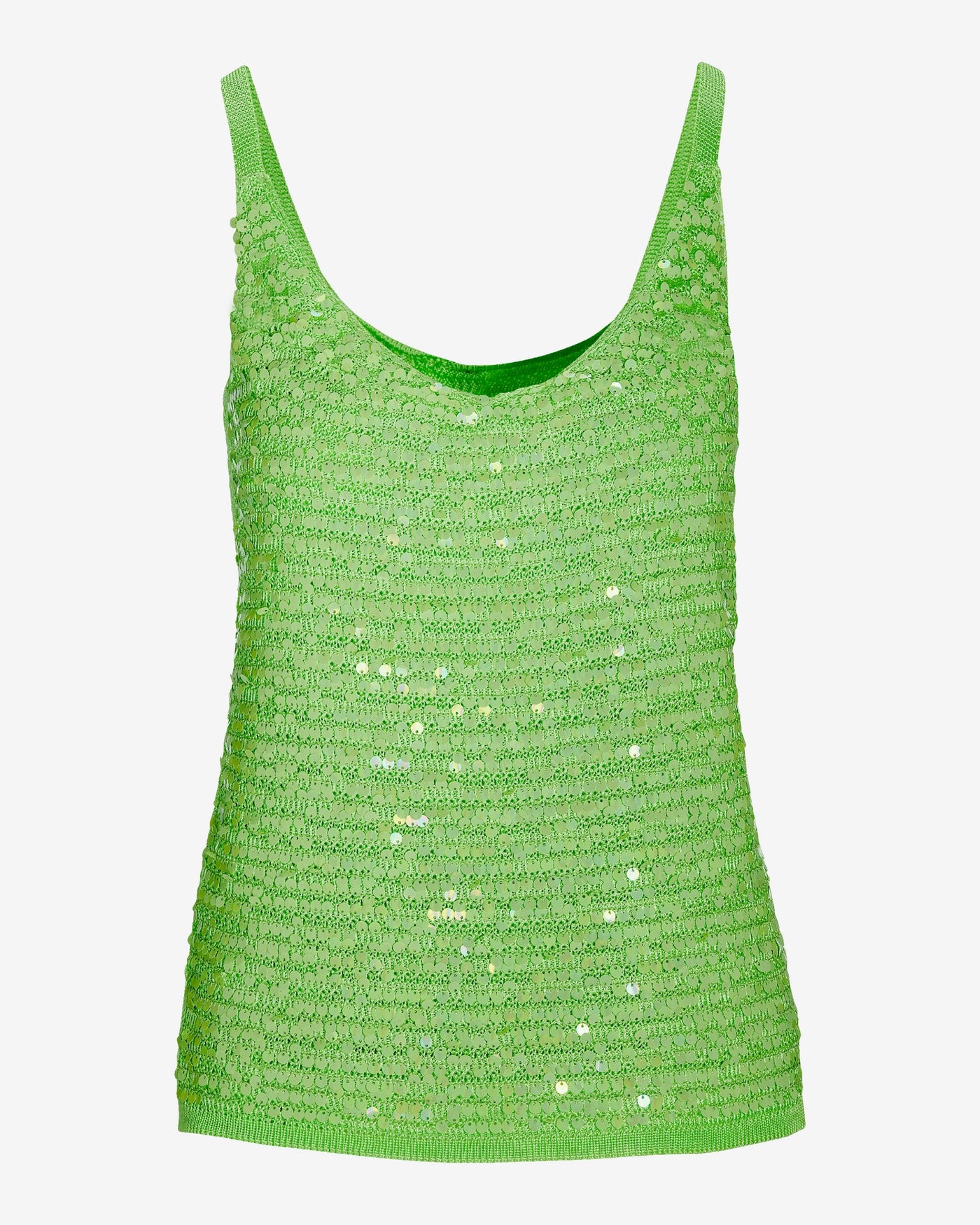 Sequin V-Neck Sweater Tank Green