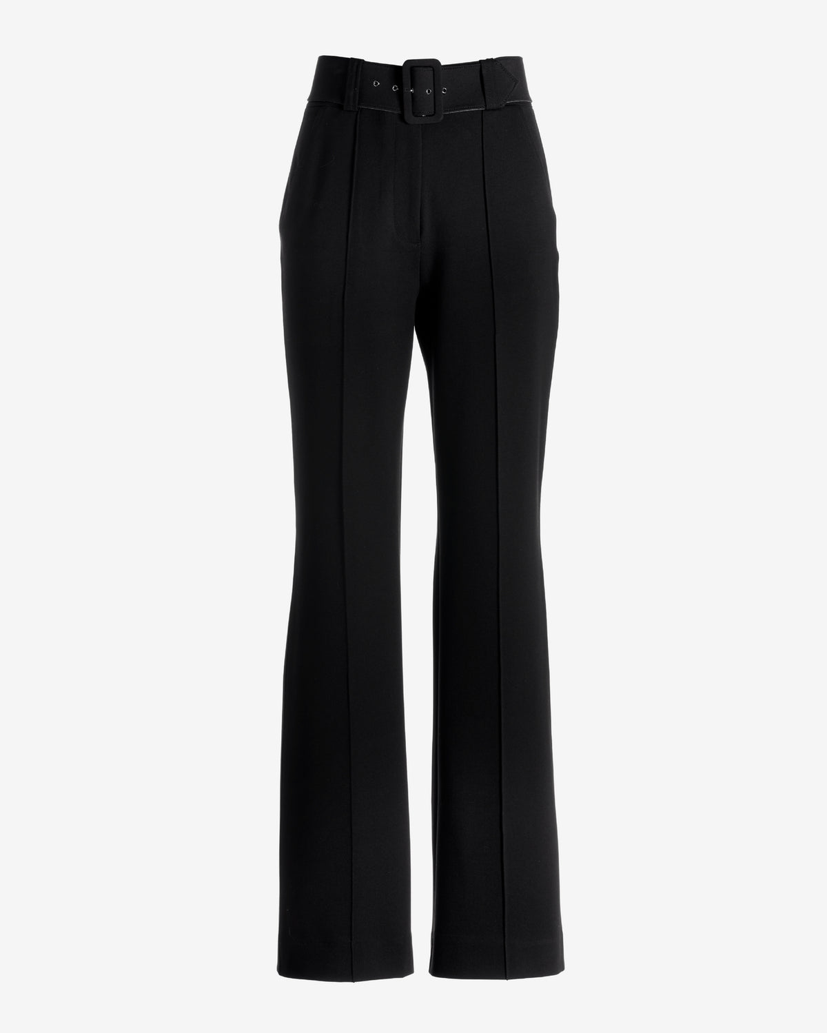 Malibu Belted Ponte High Waist Wide Leg Trouser Pant Black