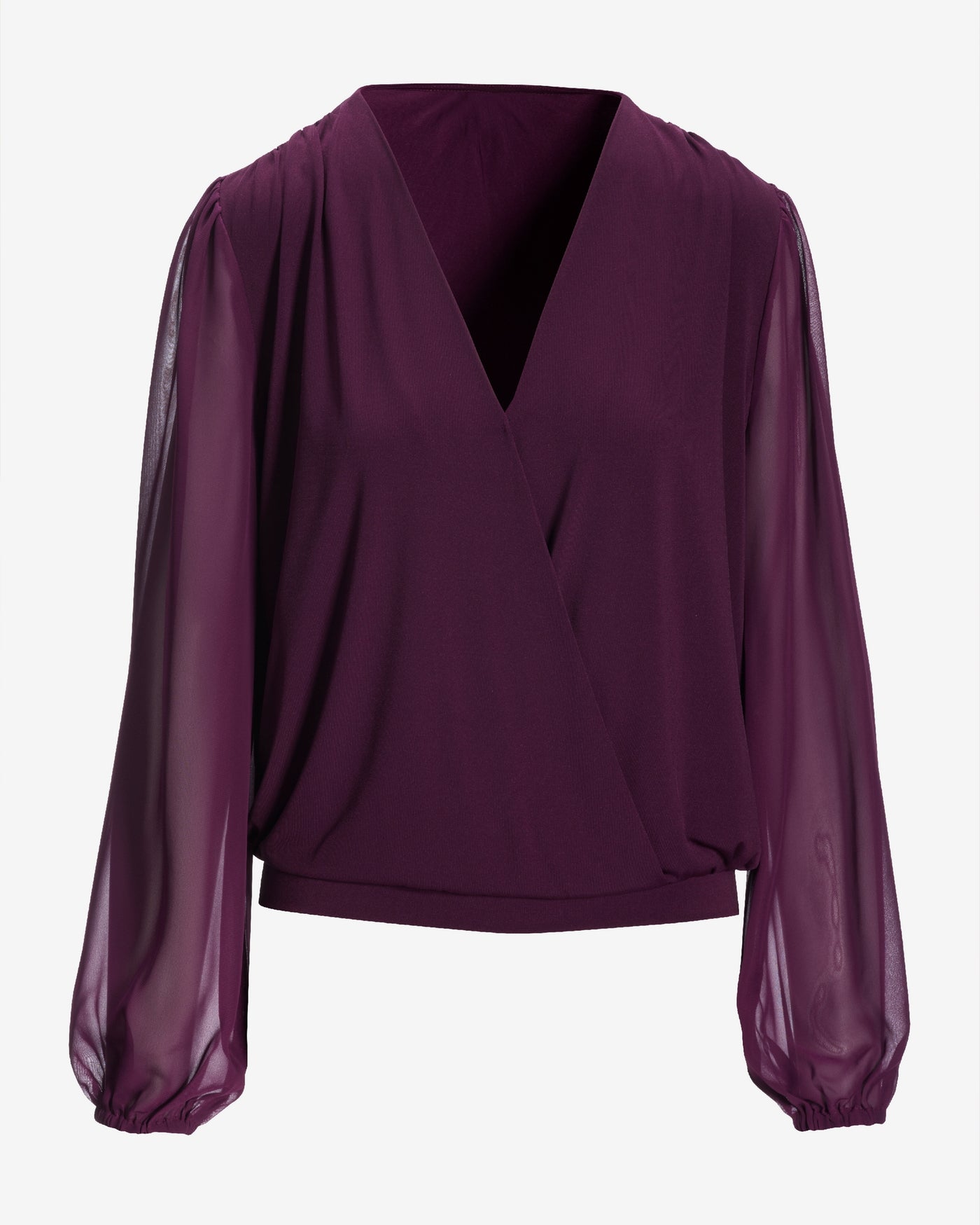 So Chic Chiffon Sleeve Surplice Top Potent Purple