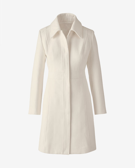 Luxe Collared Waist Shape Topcoat Off White