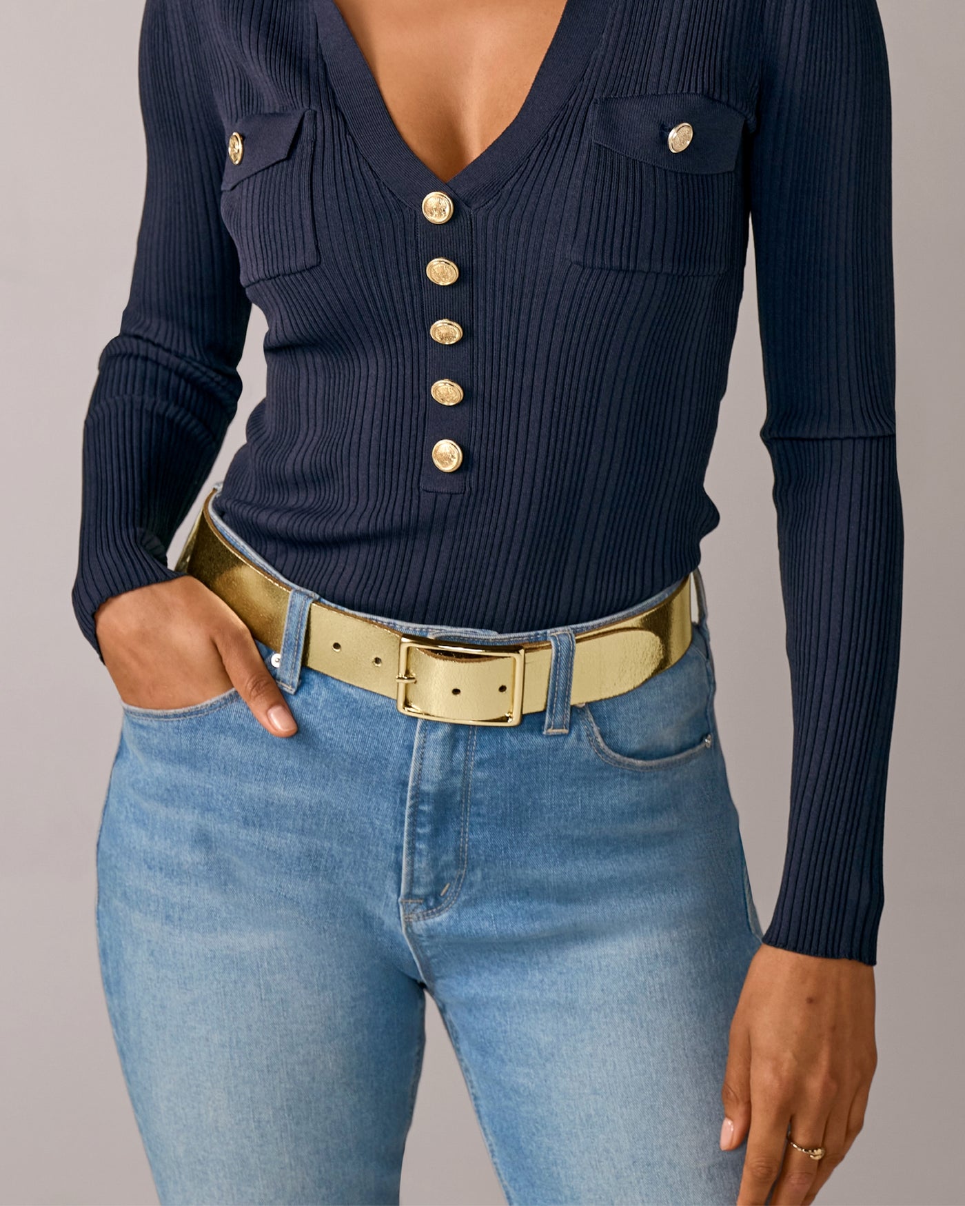 Modern Classic Leather Belt Gold