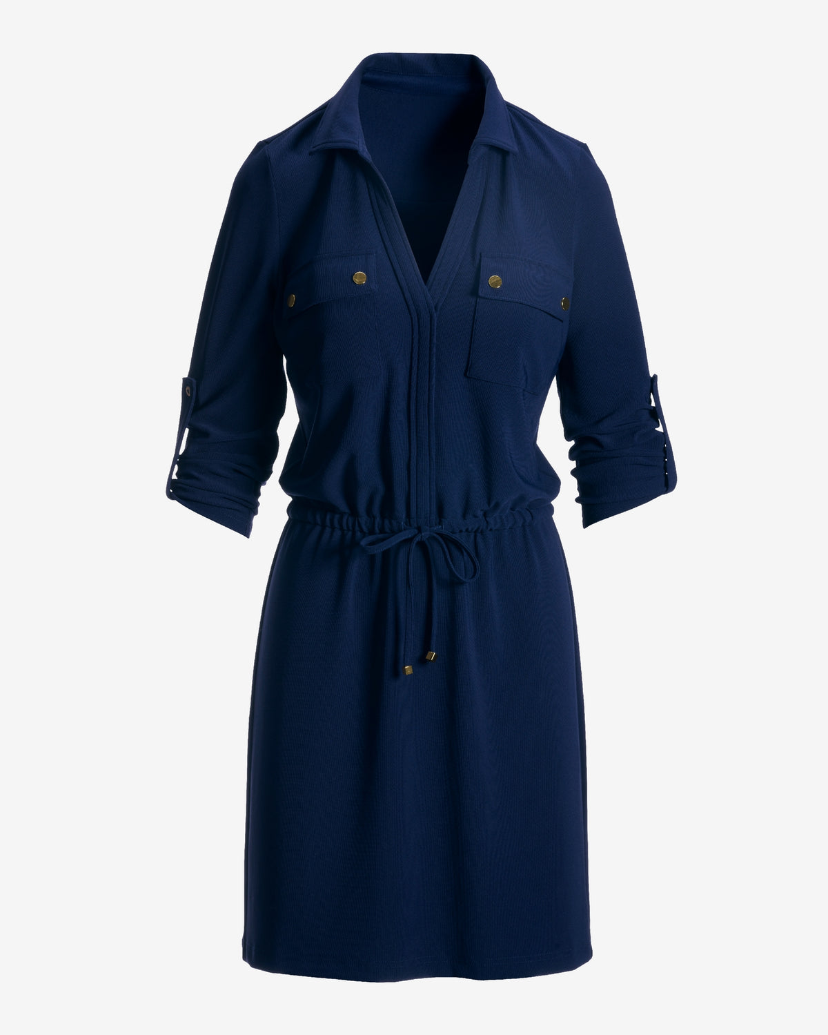 Beyond Travel Long Sleeve Chic Drawstring Utility Dress Maritime Navy