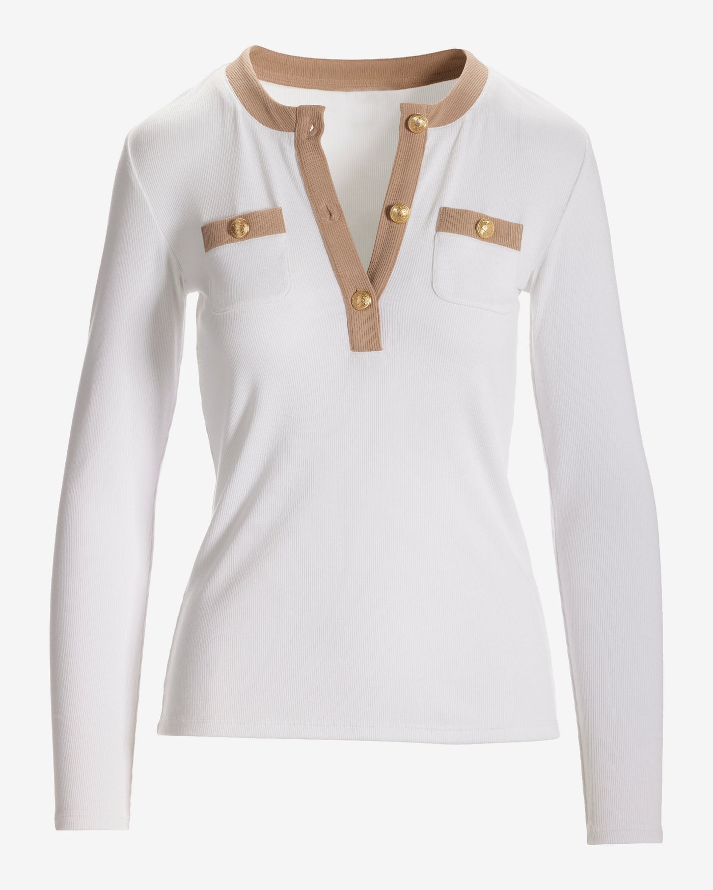 So Essential Ribbed Colorblock Top Off White/Sesame