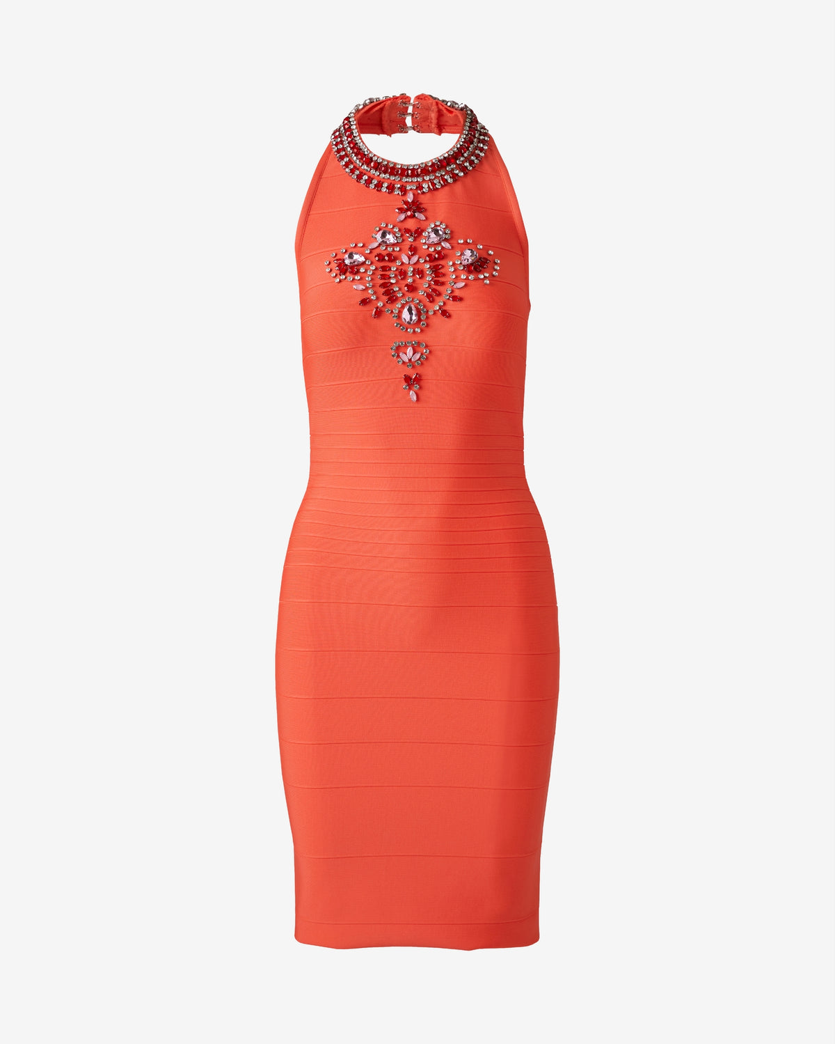 Bandage Halter Embellished Dress Orange