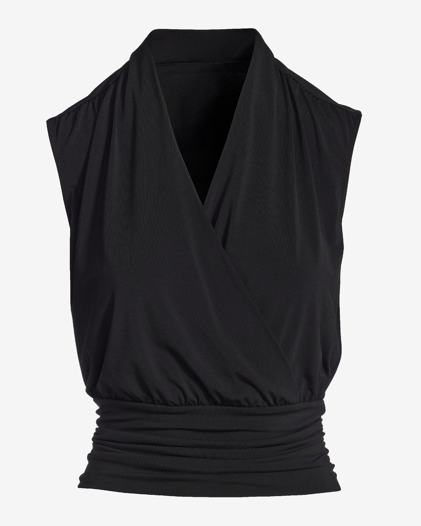 So Chic Cap Sleeve Surplice Blouson Knit Top Proper Black