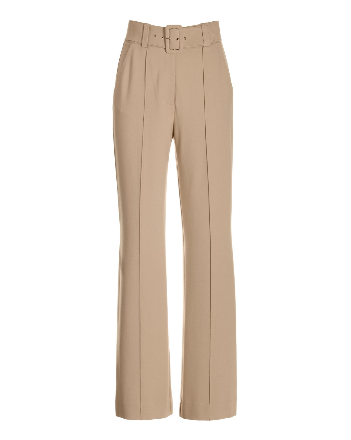 Malibu Belted Ponte High Waist Wide Leg Trouser Pant Sesame