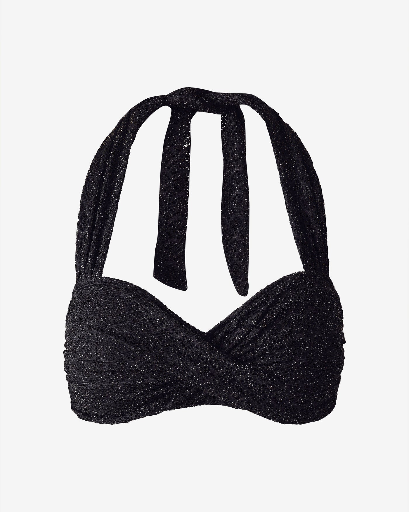Swim Sense Metallic Crochet Bikini Top Black