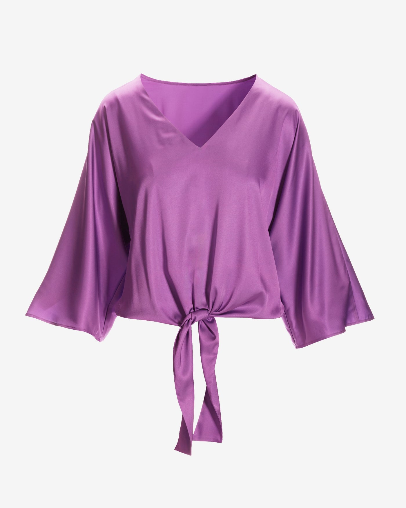 Kate Tie Front Charmeuse Blouse Iris Orchid