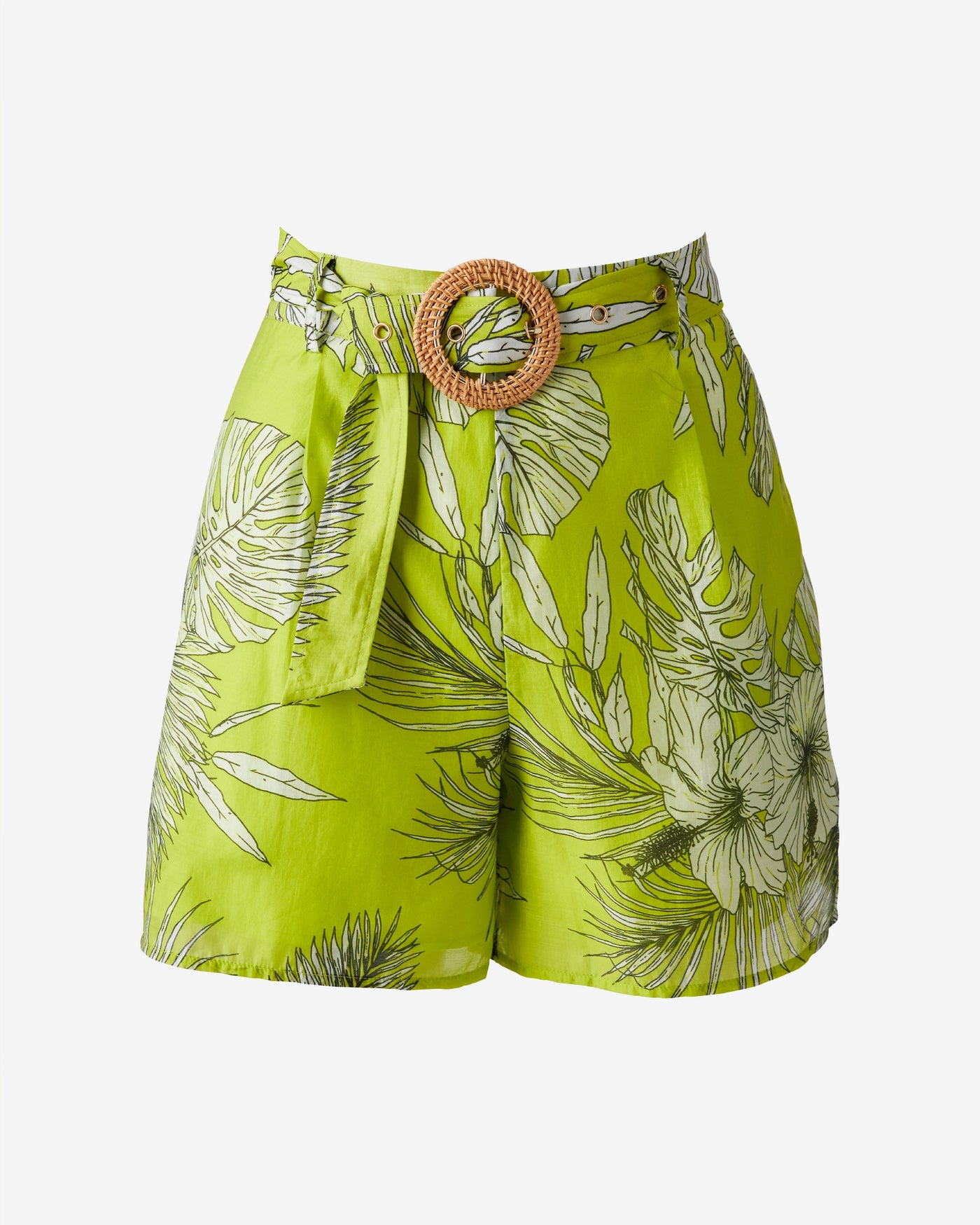 Self Tie Printed Short Tropical Neon