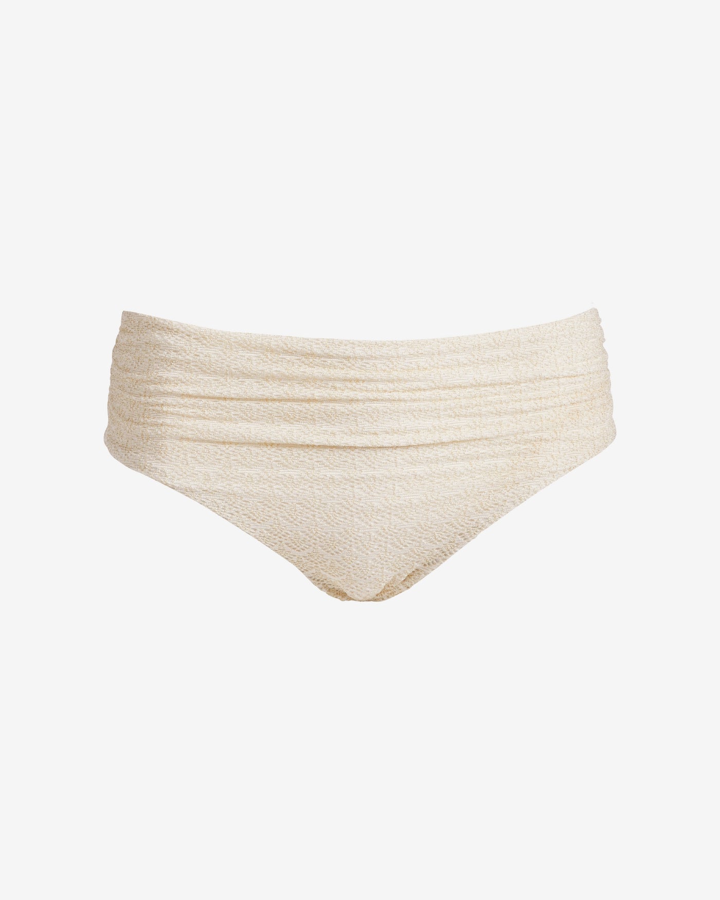 Swim Sense Metallic Crochet High-Waisted Bikini Bottom Ivory