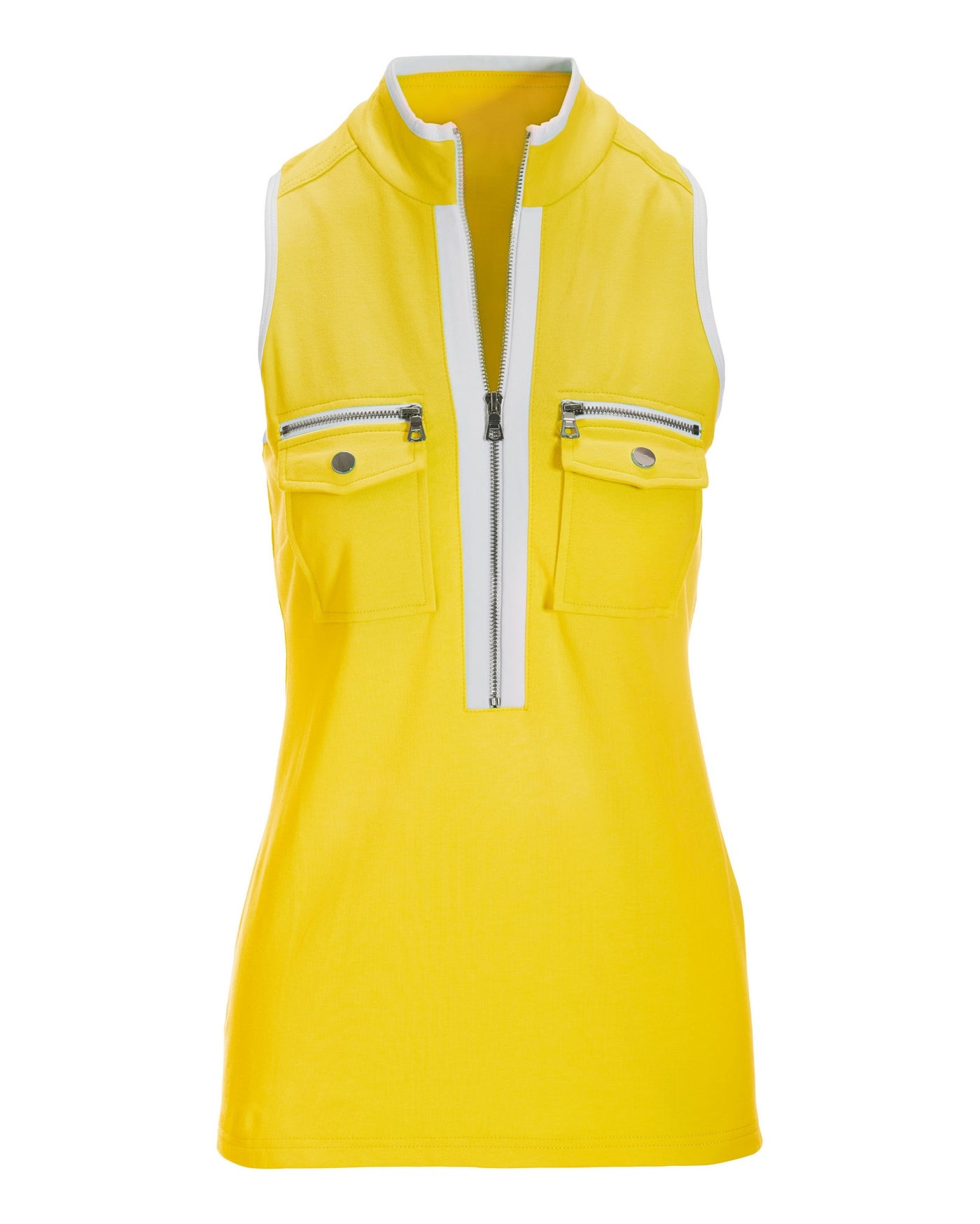 Sleeveless Chic Zip Top Lemon Zest